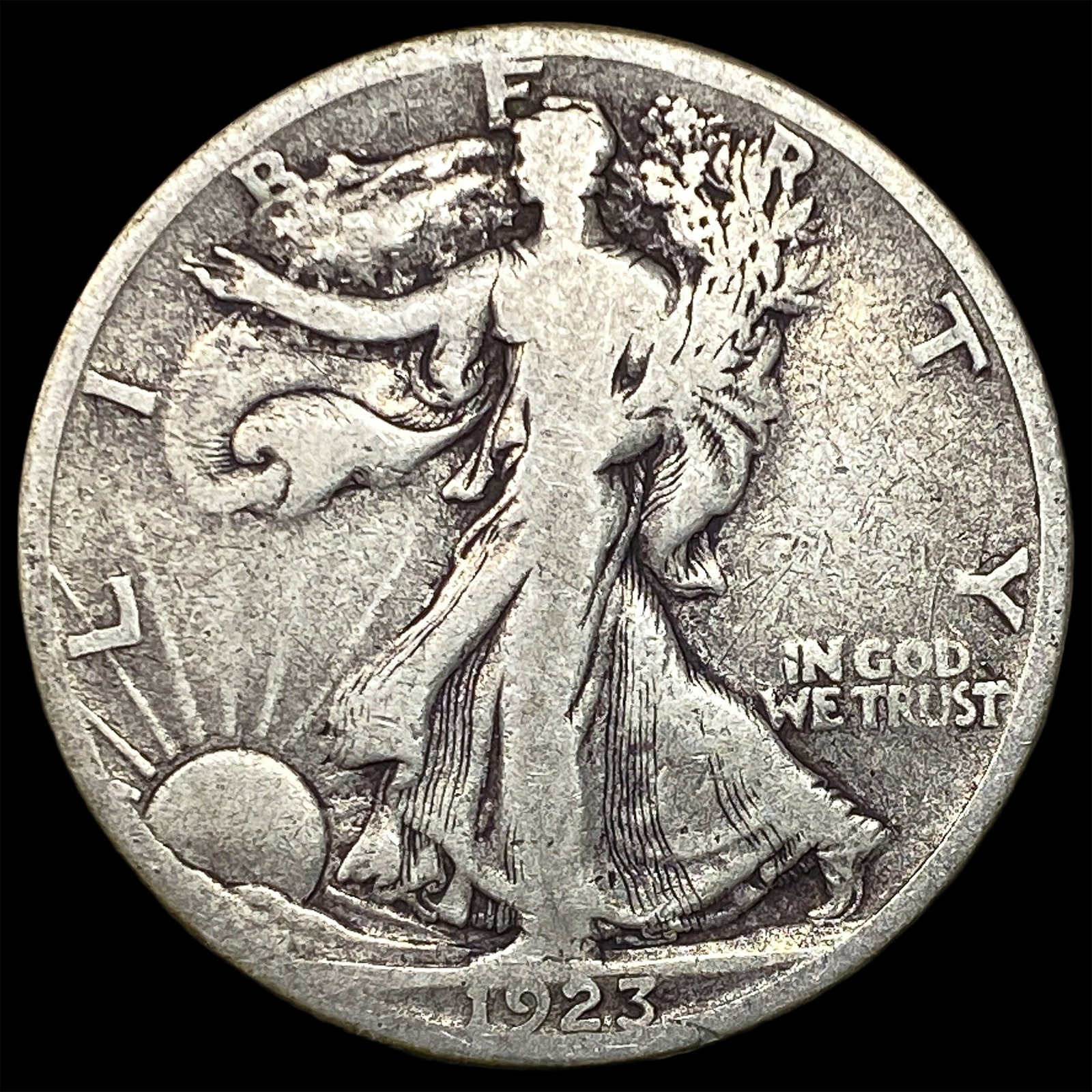 1923-S Silver Walking Liberty Half Dollar LIGHTLY CIRCULATED (1 of 2)