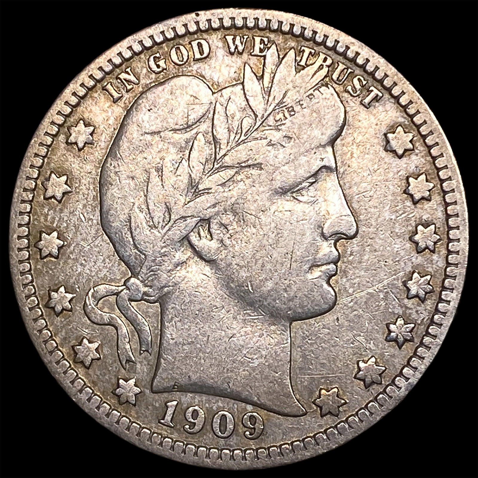 1909 Barber Silver Quarter LIGHTLY CIRCULATED: 1909 Barber Silver Quarter LIGHTLY CIRCULATED