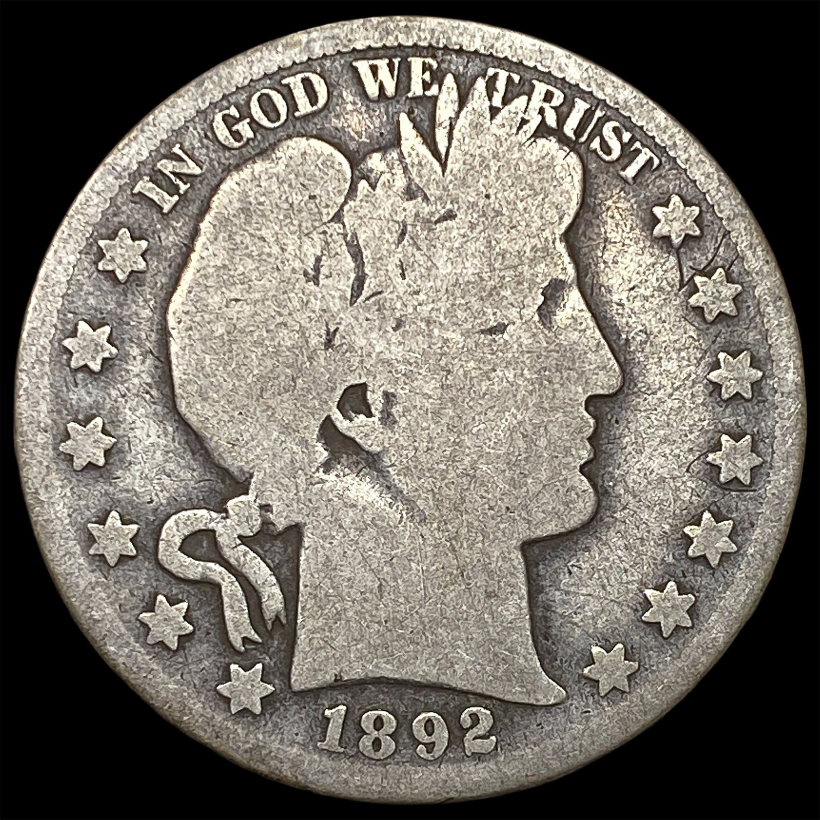 1892-S Silver Barber Half Dollar NICELY CIRCULATED: 1892-S Silver Barber Half Dollar NICELY CIRCULATED