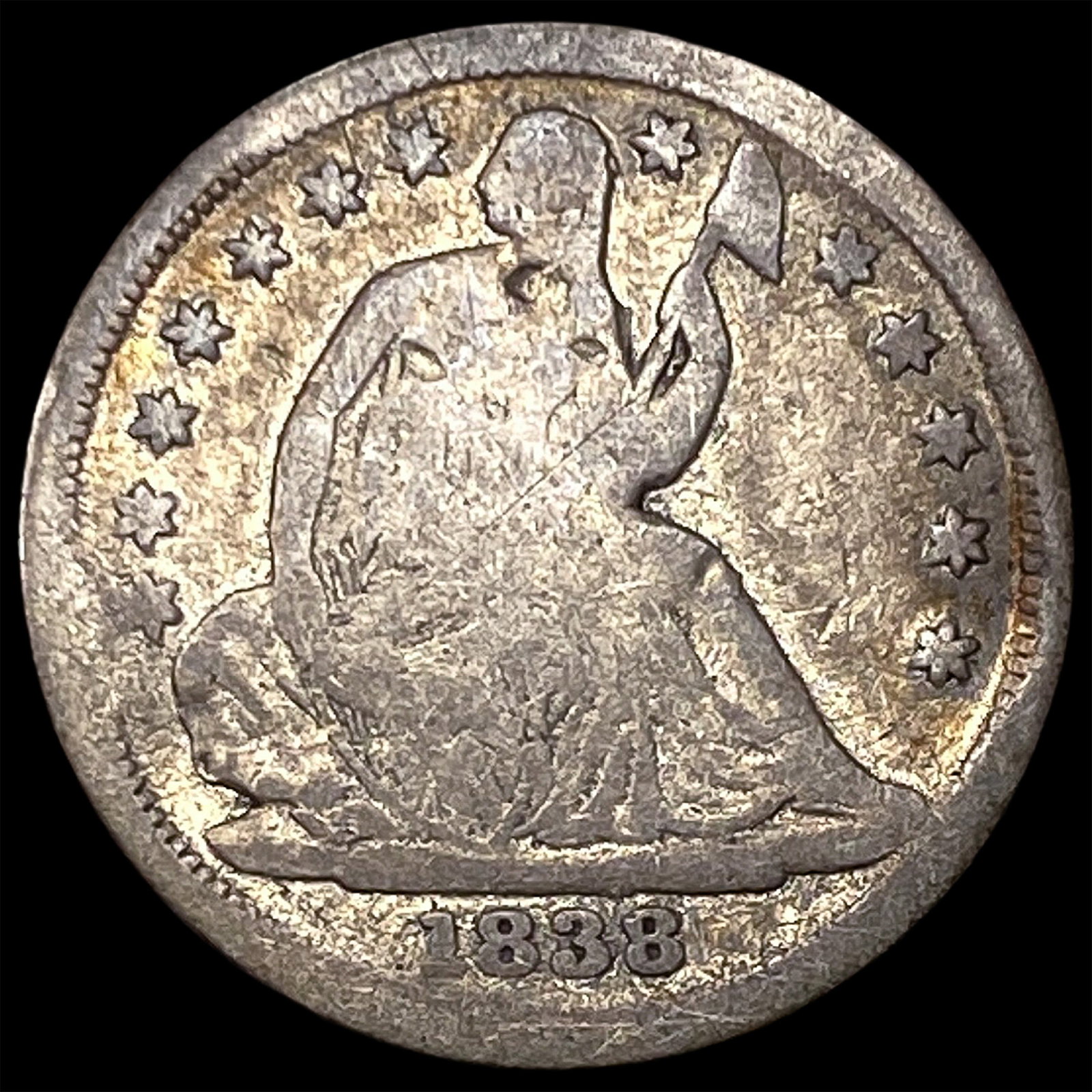 1838 Seated Liberty Half Dime NICELY CIRCULATED: 1838 Seated Liberty Half Dime NICELY CIRCULATED