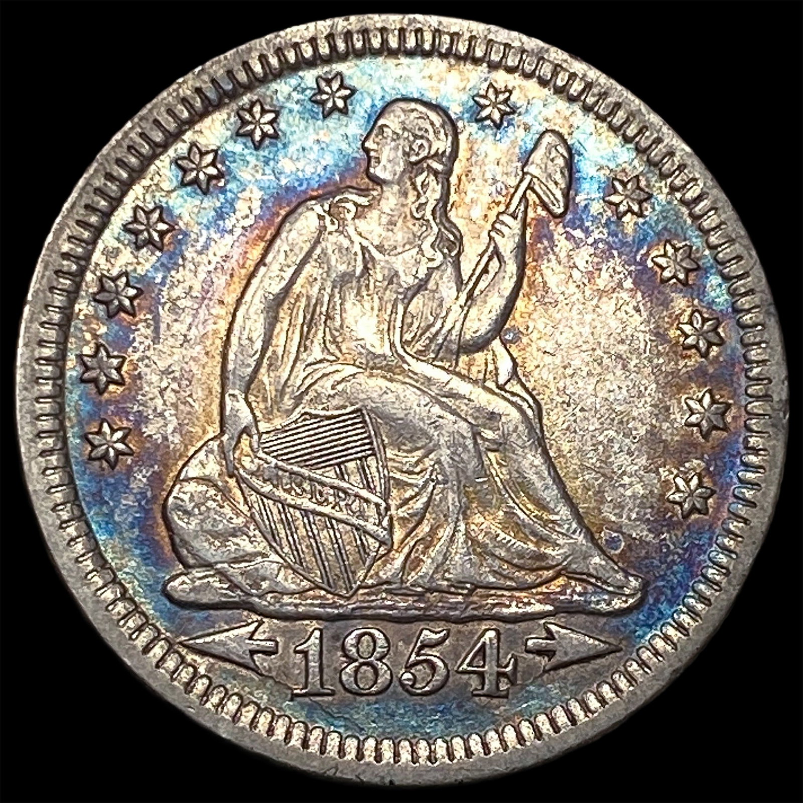 1854 Arrows Seated Liberty Quarter CLOSELY UNCIRCULATED: 1854 Arrows Seated Liberty Quarter CLOSELY UNCIRCULATED