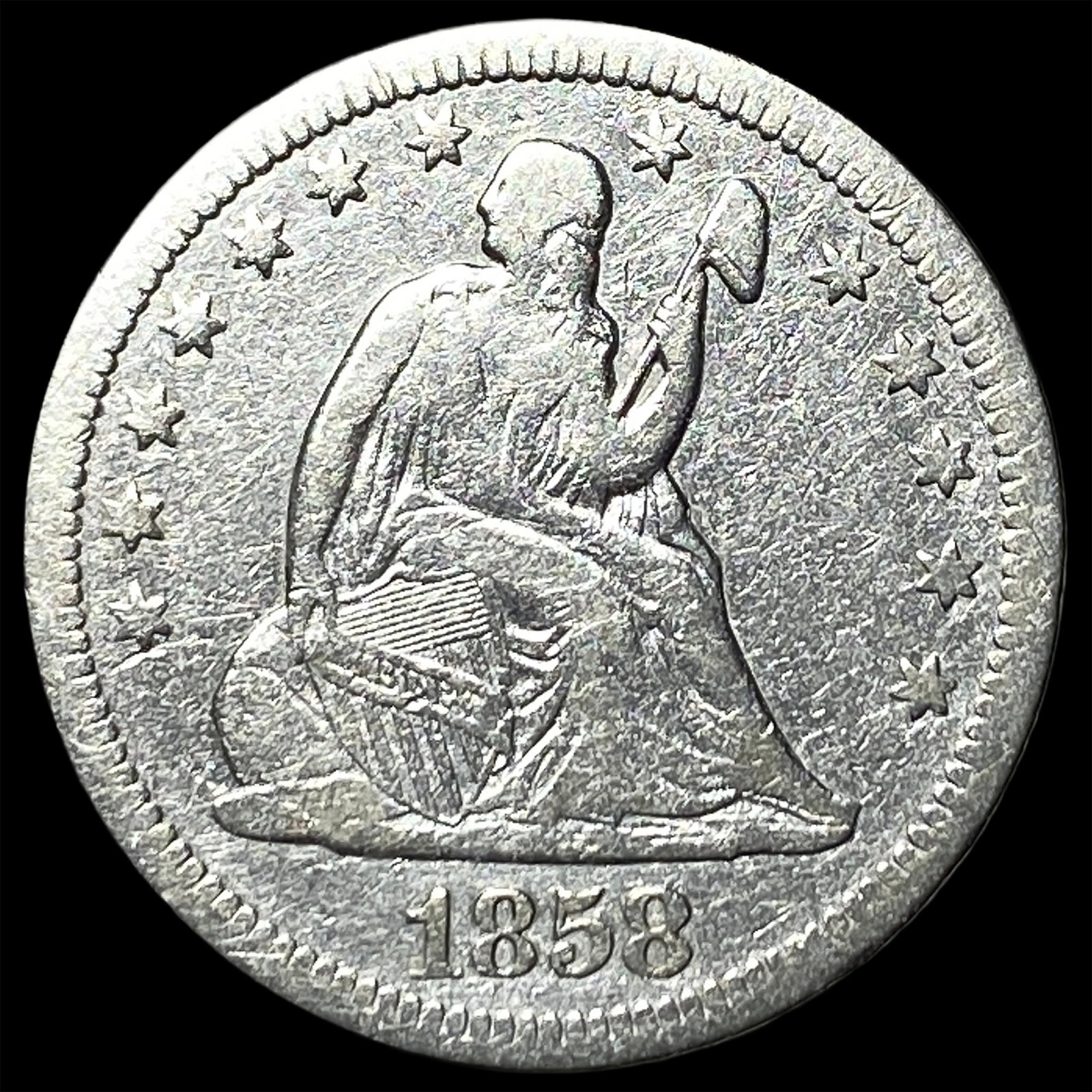 1858 Seated Liberty Quarter LIGHTLY CIRCULATED: 1858 Seated Liberty Quarter LIGHTLY CIRCULATED