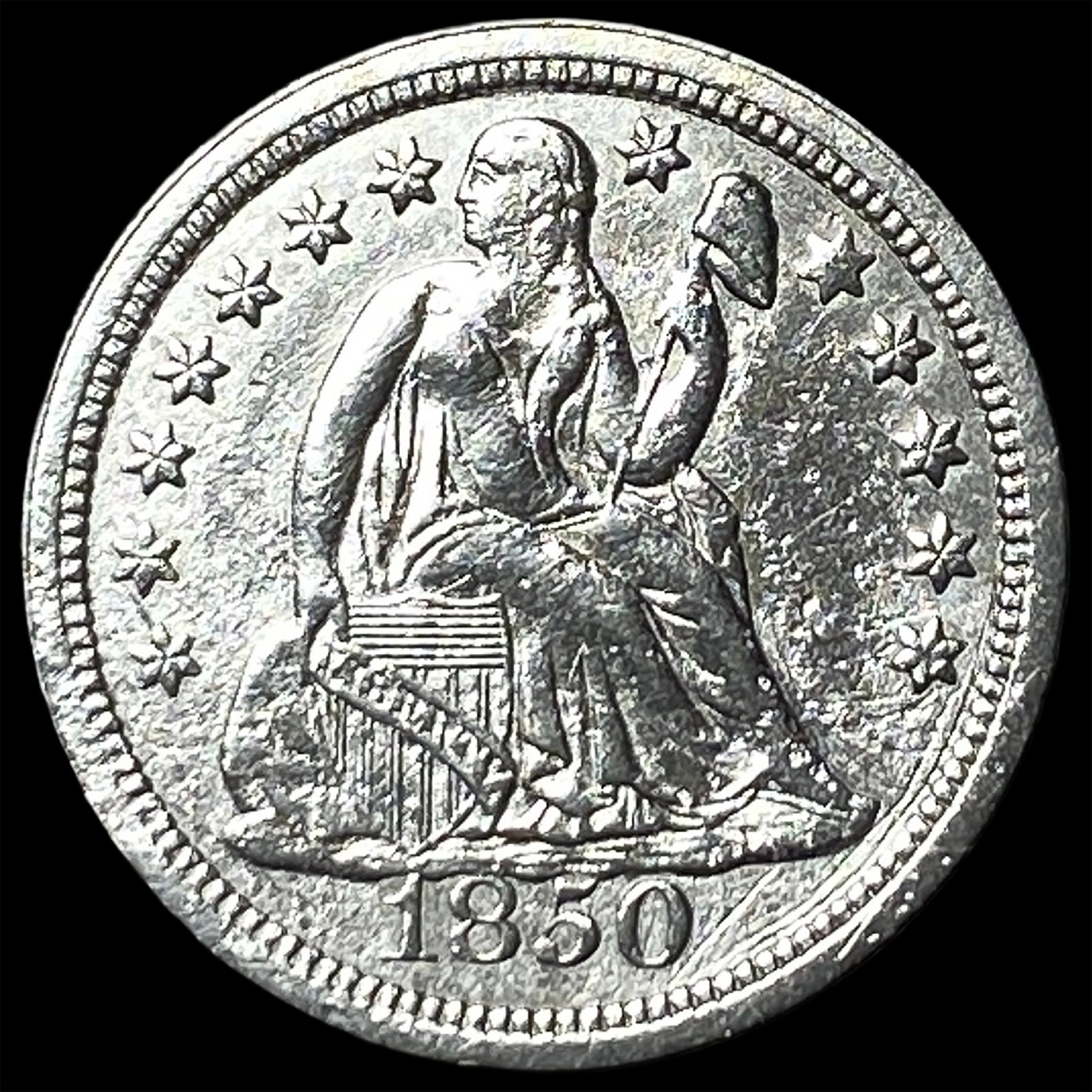 1850 Seated Liberty Dime CLOSELY UNCIRCULATED: 1850 Seated Liberty Dime CLOSELY UNCIRCULATED