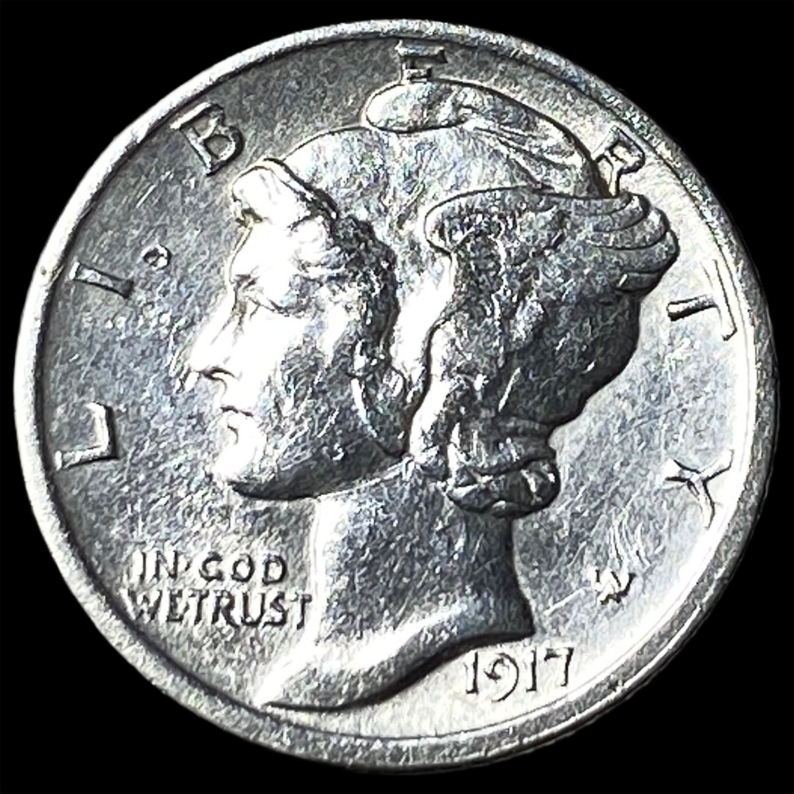 1917-D Silver Mercury Dime FSB CLOSELY UNCIRCULATED: 1917-D Silver Mercury Dime FSB CLOSELY UNCIRCULATED
