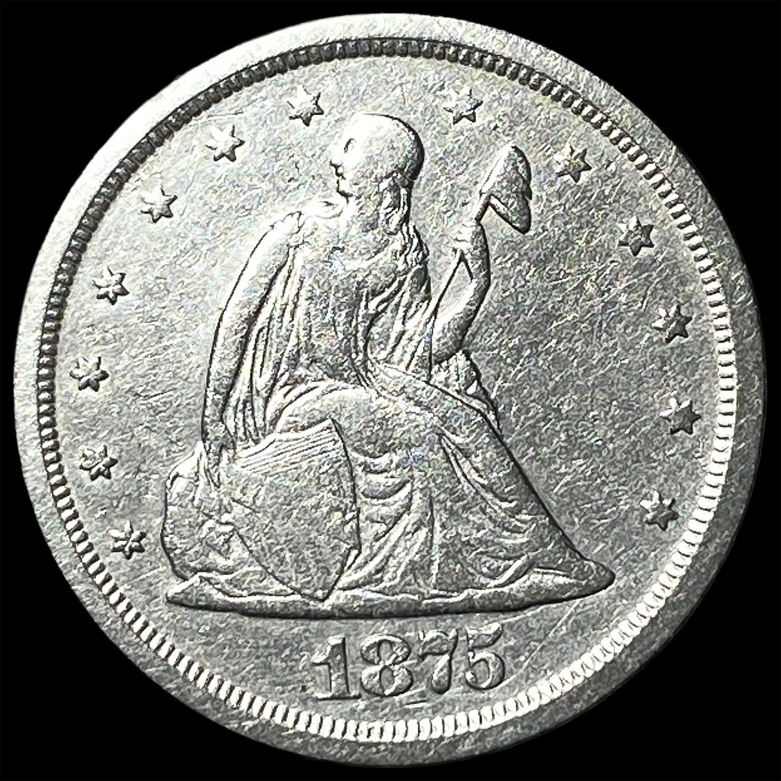 1875-S Seated Liberty Twenty Cents NEARLY UNCIRCULATED: 1875-S Seated Liberty Twenty Cents NEARLY UNCIRCULATED