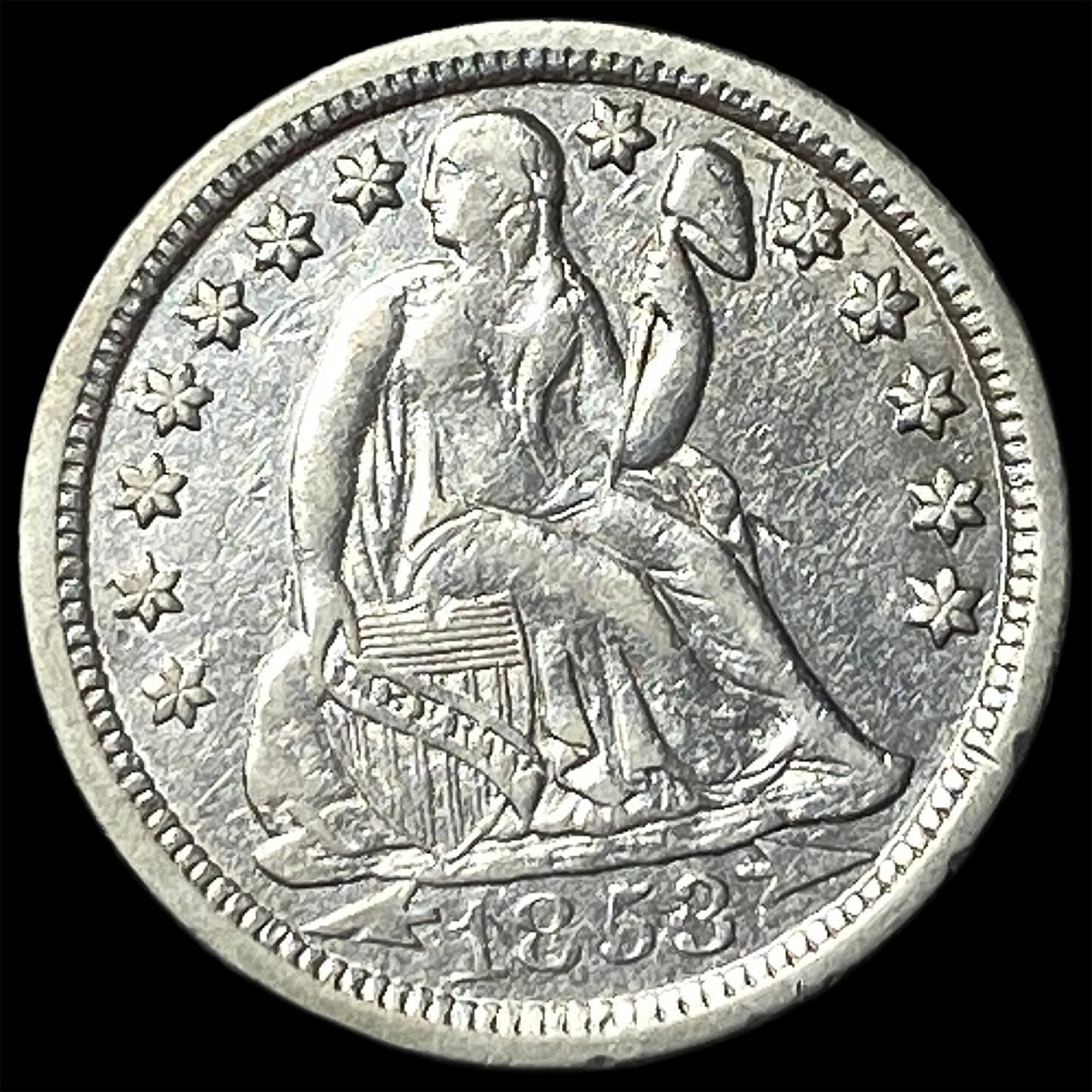1853-O Seated Liberty Dime NEARLY UNCIRCULATED: 1853-O Seated Liberty Dime NEARLY UNCIRCULATED