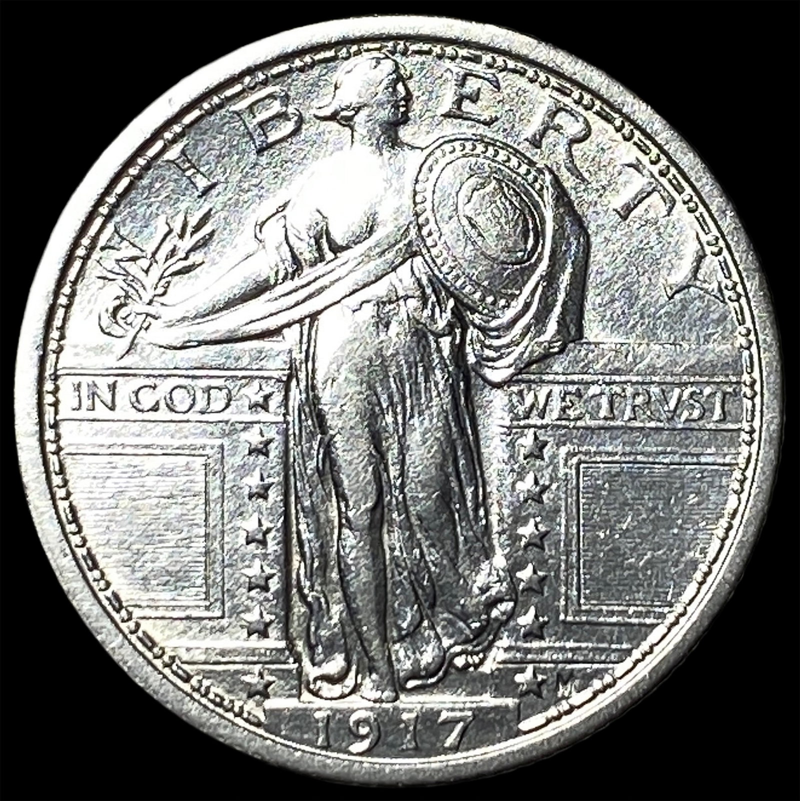 1917 Type 1 Standing Liberty Silver Quarter CLOSELY UNCIRCULATED: 1917 Type 1 Standing Liberty Silver Quarter CLOSELY UNCIRCULATED