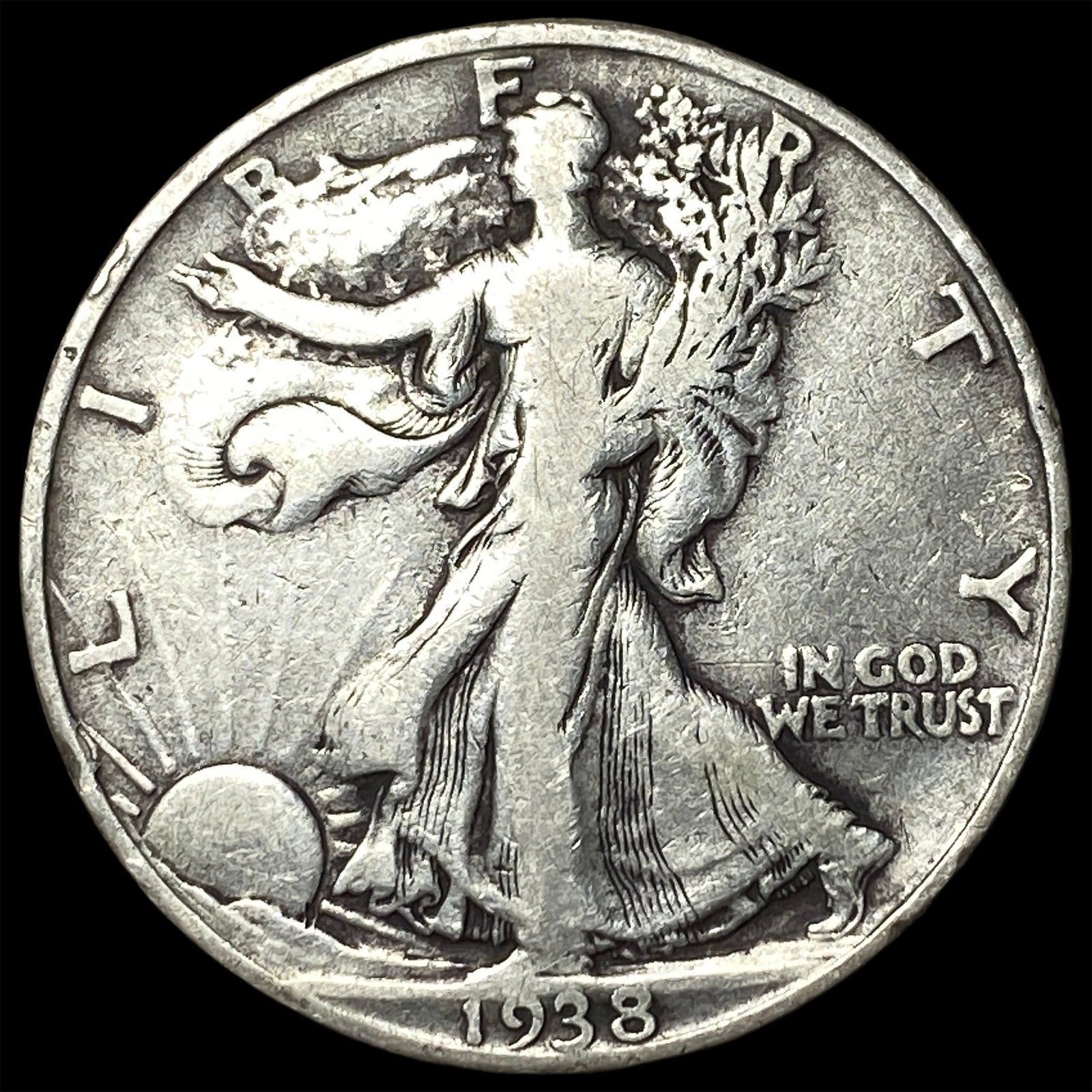 1938-D Silver Walking Liberty Half Dollar LIGHTLY CIRCULATED: 1938-D Silver Walking Liberty Half Dollar LIGHTLY CIRCULATED