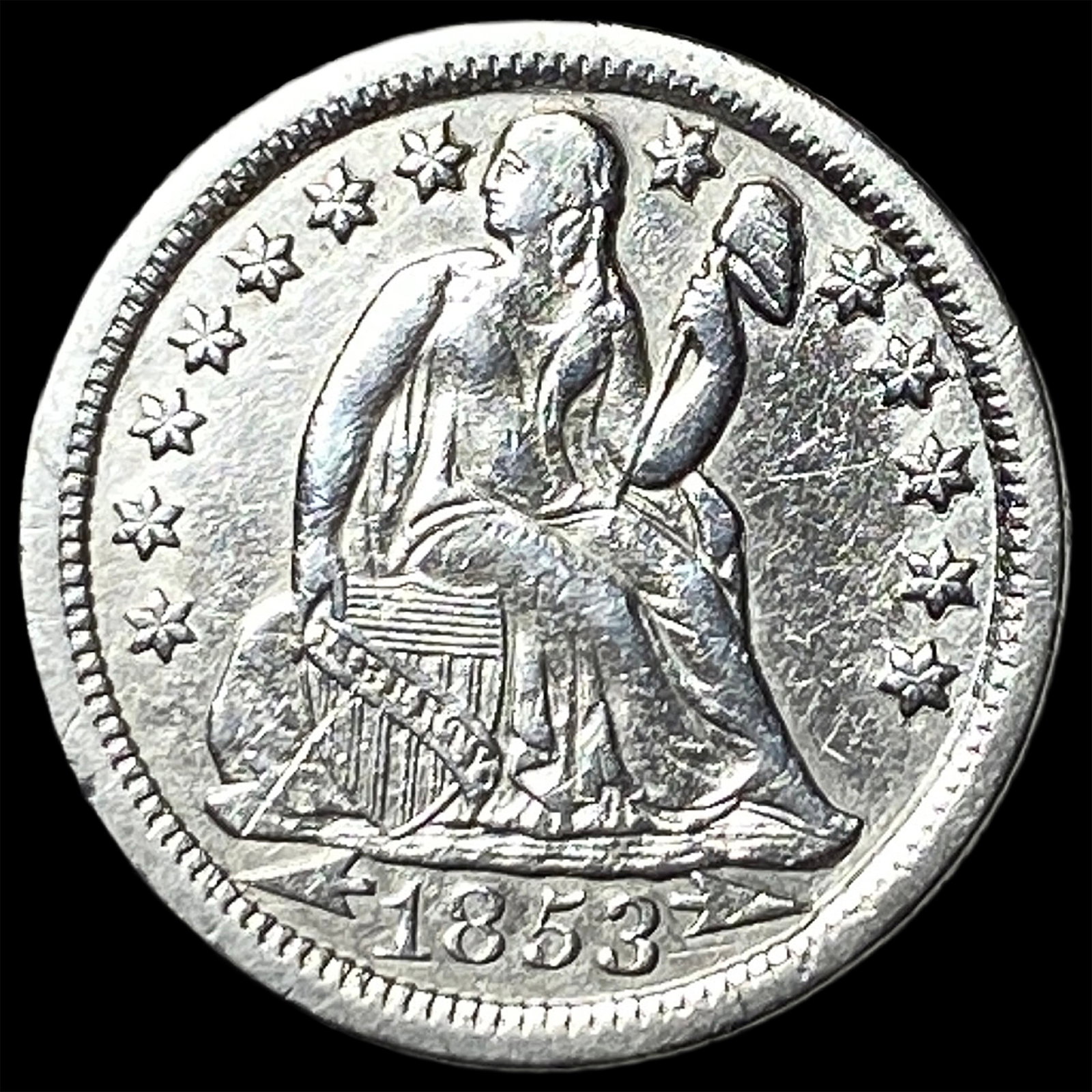 1853-O Seated Liberty Dime NEARLY UNCIRCULATED: 1853-O Seated Liberty Dime NEARLY UNCIRCULATED
