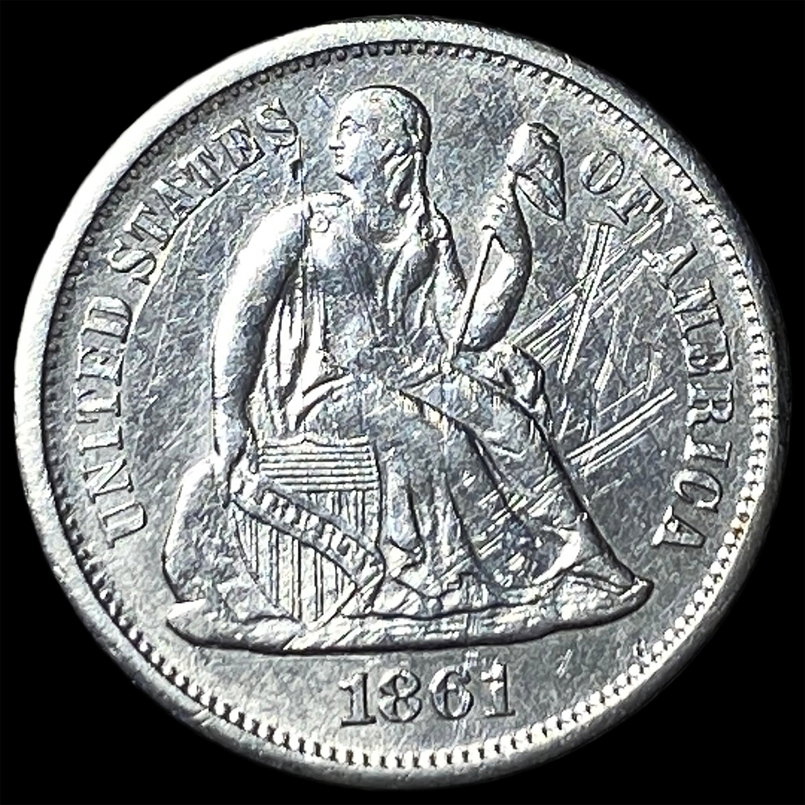 1861-S Silver Seated Liberty Dime HIGH GRADE: 1861-S Silver Seated Liberty Dime HIGH GRADE