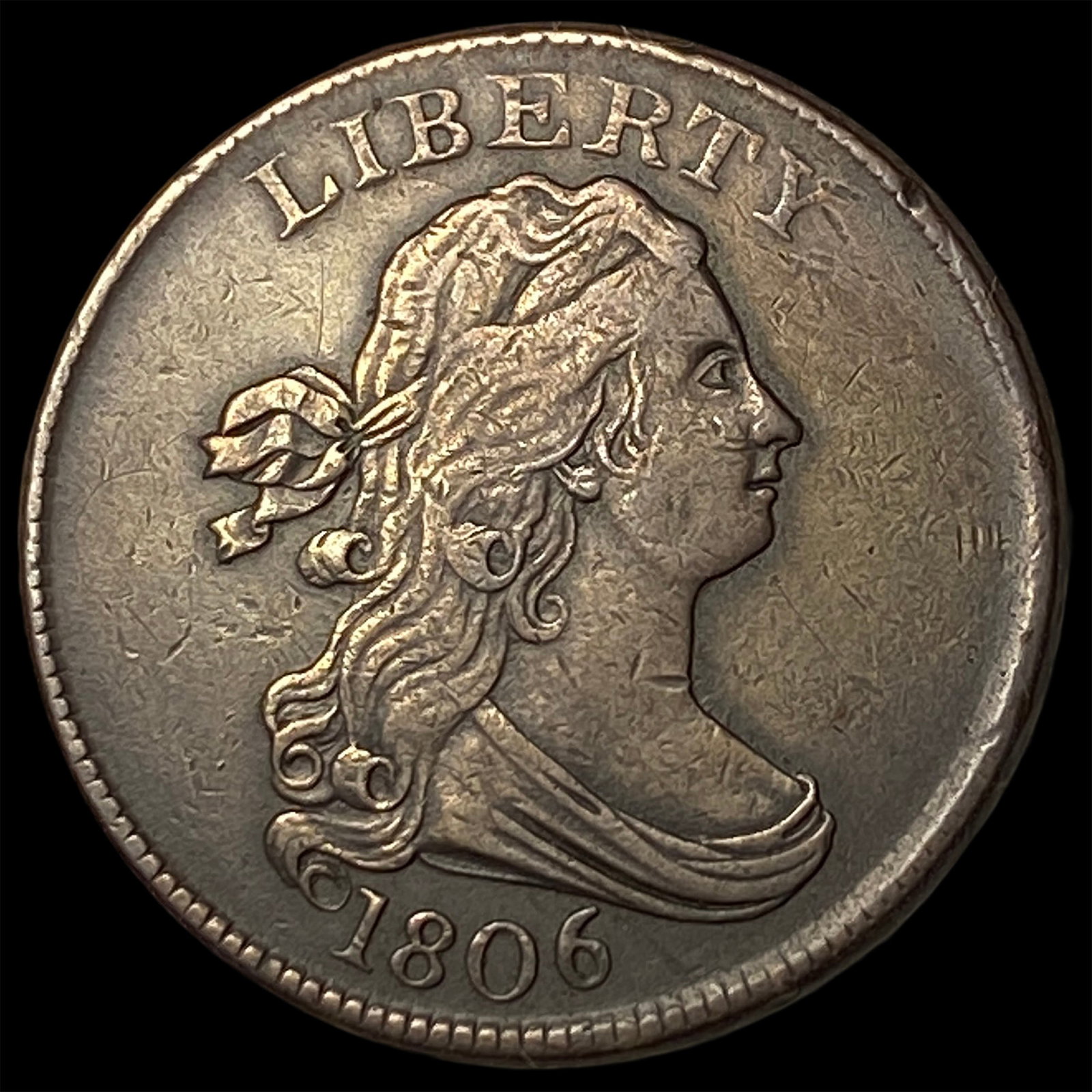 1806 Draped Bust Half Cent NEARLY UNCIRCULATED: 1806 Draped Bust Half Cent NEARLY UNCIRCULATED