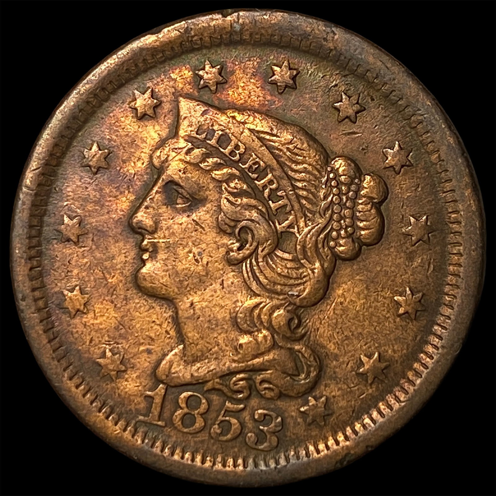 1853 Braided Hair Large Cent ABOUT UNCIRCULATED: 1853 Braided Hair Large Cent ABOUT UNCIRCULATED