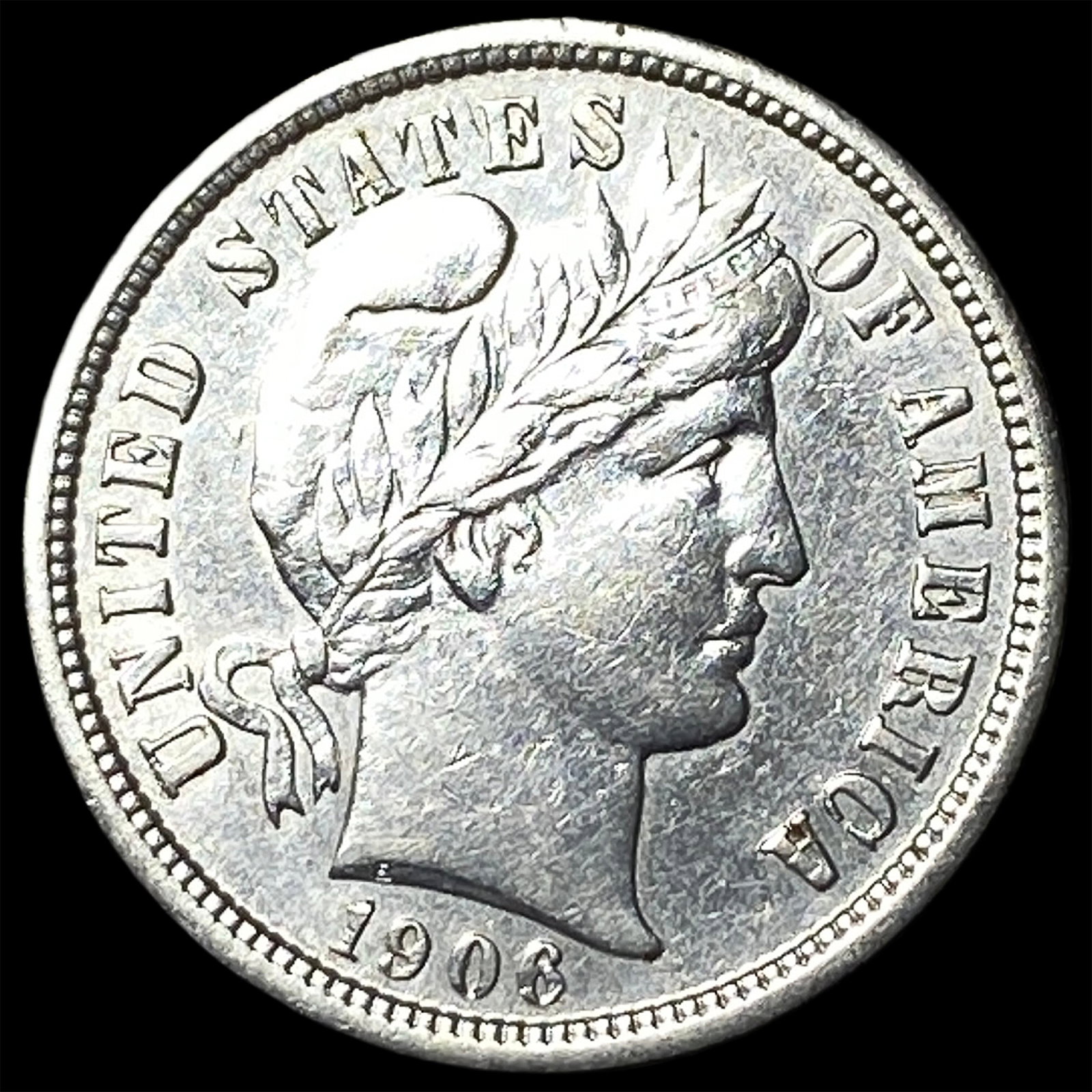 1906-S Silver Barber Dime CLOSELY UNCIRCULATED: 1906-S Silver Barber Dime CLOSELY UNCIRCULATED