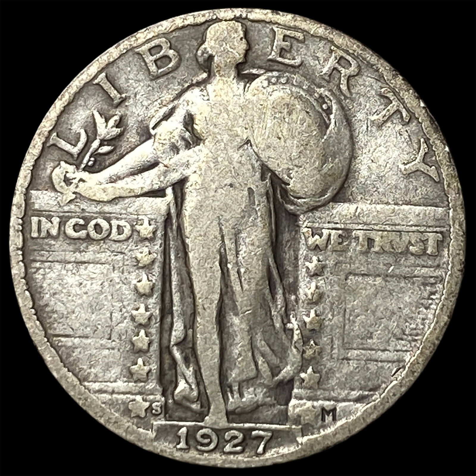 1927-S Standing Liberty Quarter NICELY CIRCULATED: 1927-S Standing Liberty Quarter NICELY CIRCULATED