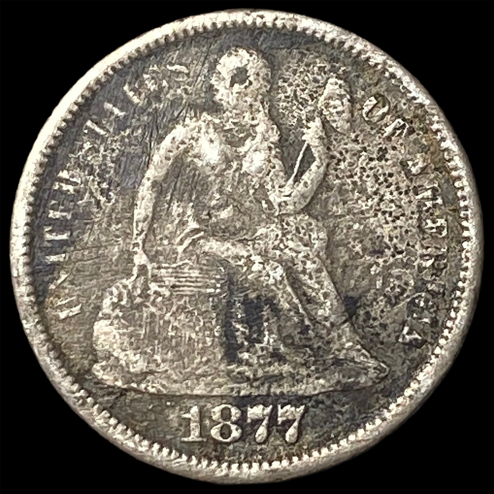 1877-CC Seated Liberty Dime NICELY CIRCULATED: 1877-CC Seated Liberty Dime NICELY CIRCULATED