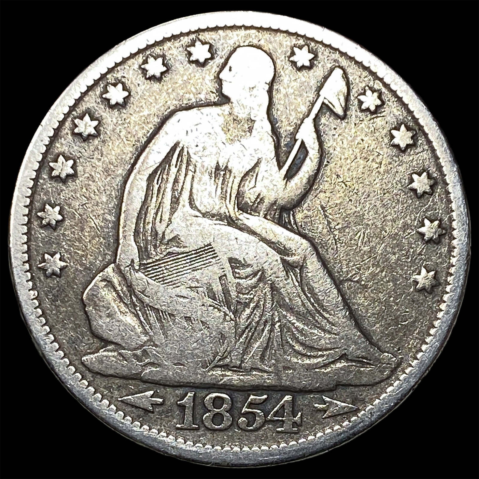 1854 Arrows Seated Liberty Half Dollar NICELY CIRCULATED: 1854 Arrows Seated Liberty Half Dollar NICELY CIRCULATED