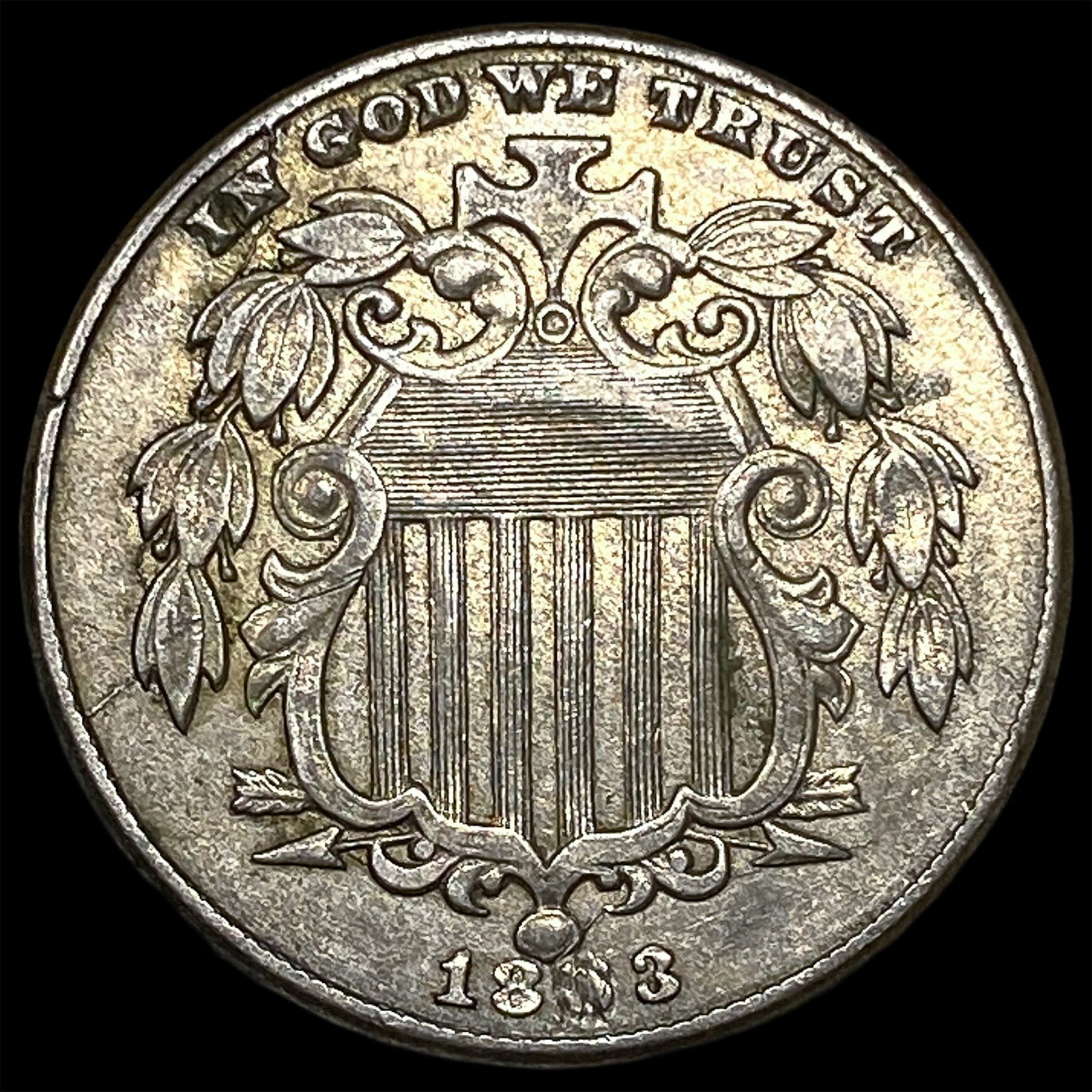 1863 Shield Nickel CLOSELY UNCIRCULATED: 1863 Shield Nickel CLOSELY UNCIRCULATED