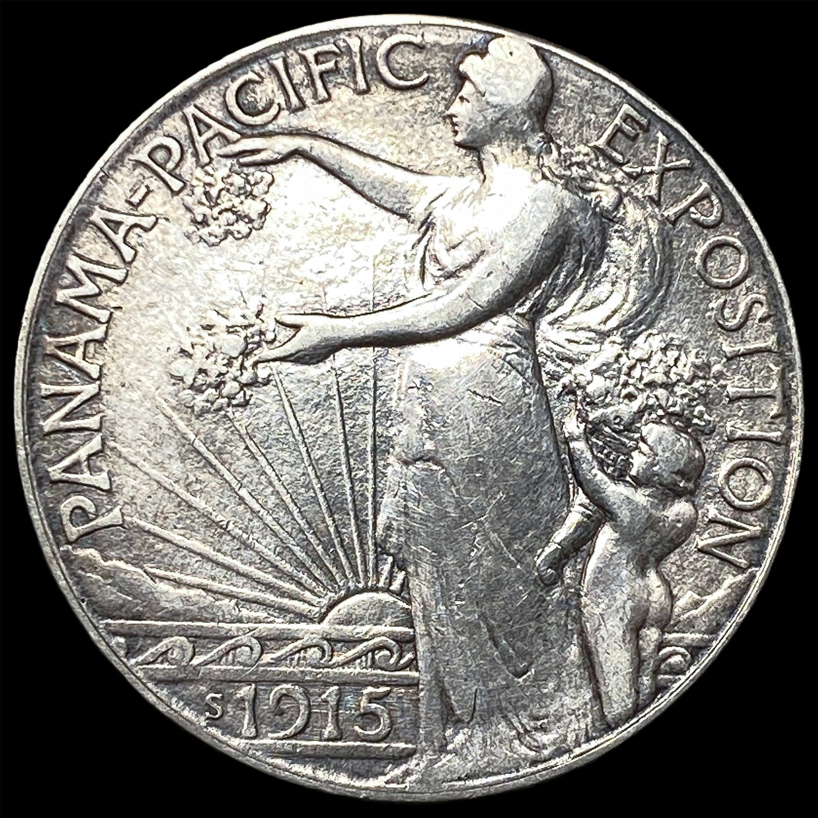 1915-S Silver Panama-Pacific Half Dollar NEARLY UNCIRCULATED (1 of 2)