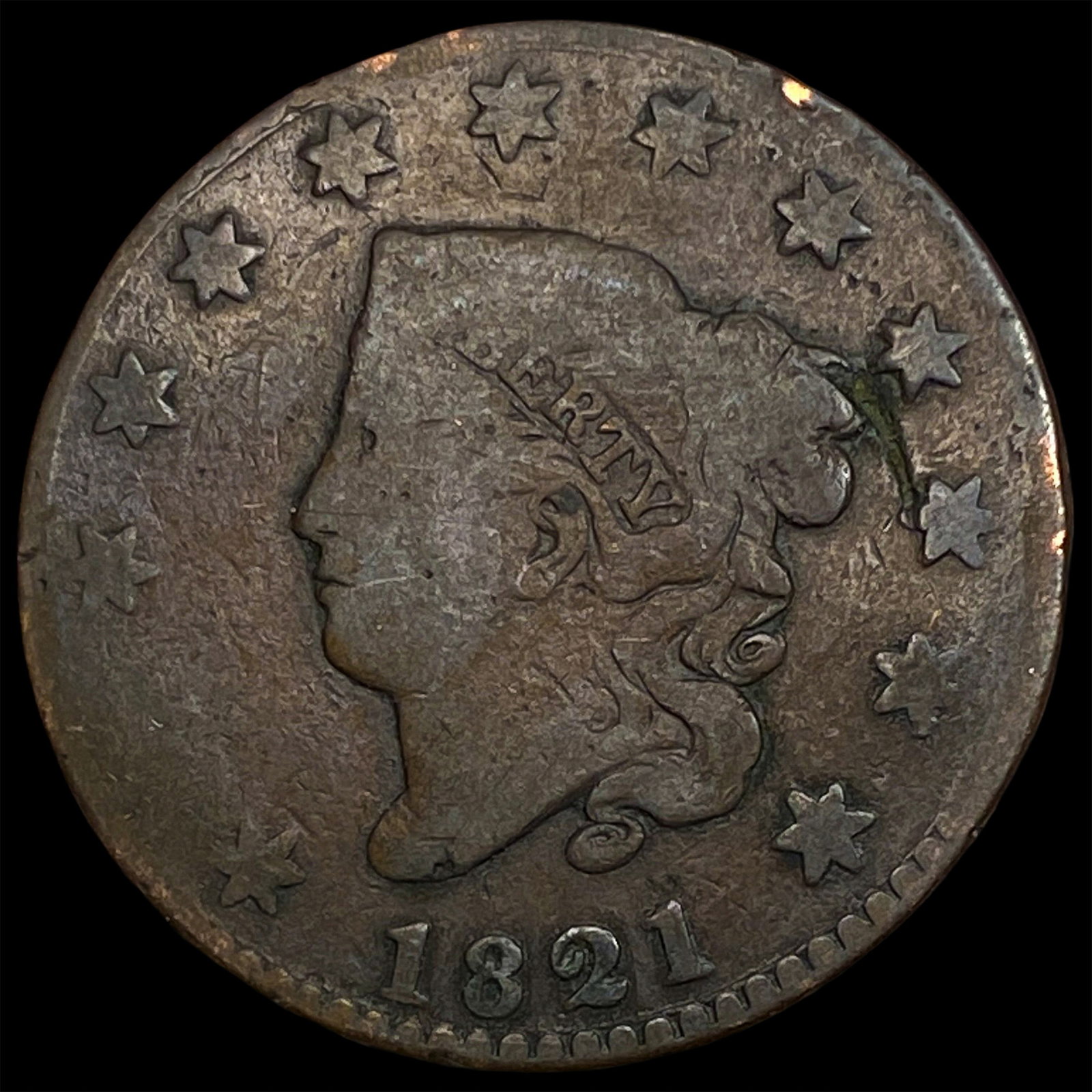 1821 Coronet Head Large Cent NICELY CIRCULATED (1 of 2)