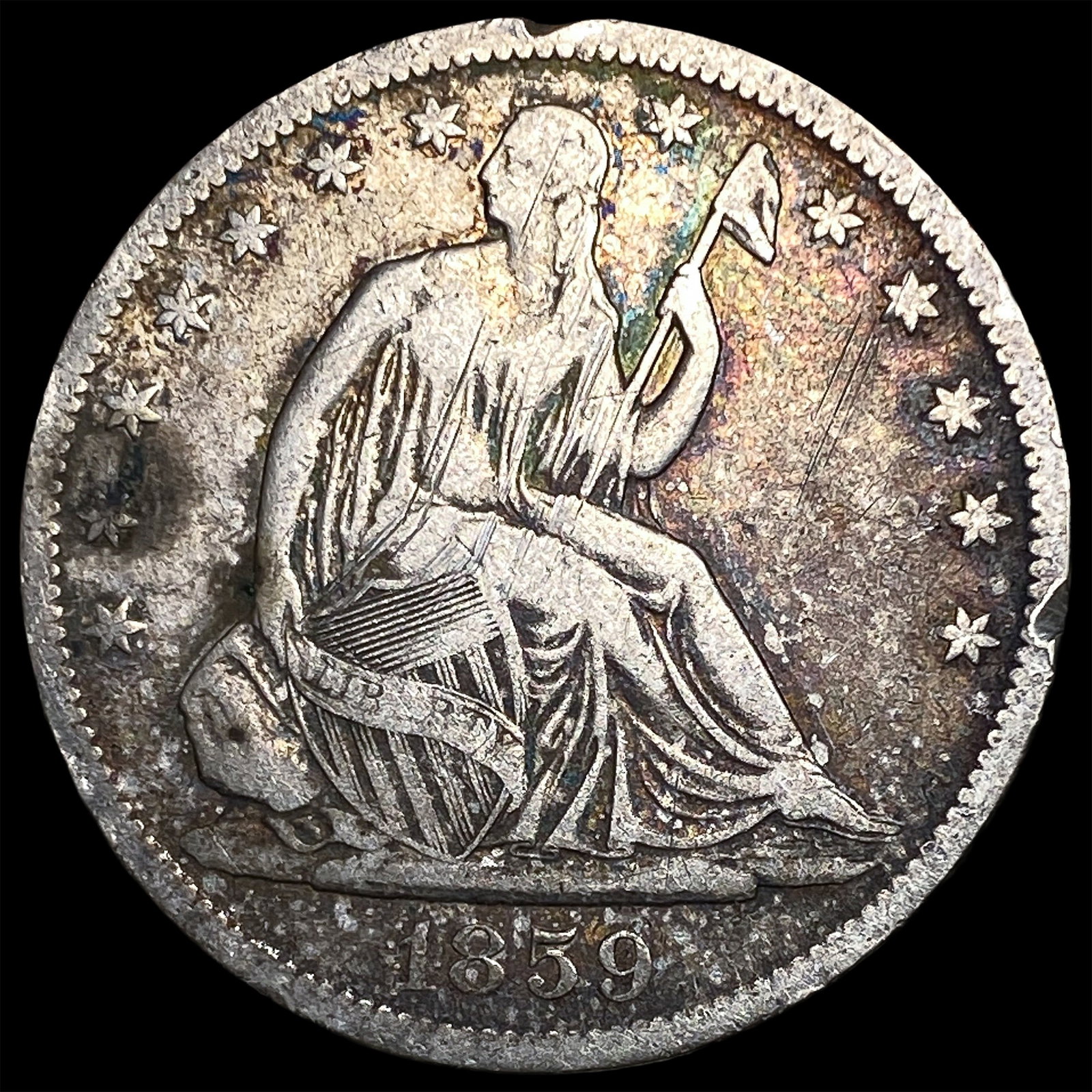 1859-O Silver Seated Liberty Half Dollar NICELY CIRCULATED: 1859-O Silver Seated Liberty Half Dollar NICELY CIRCULATED