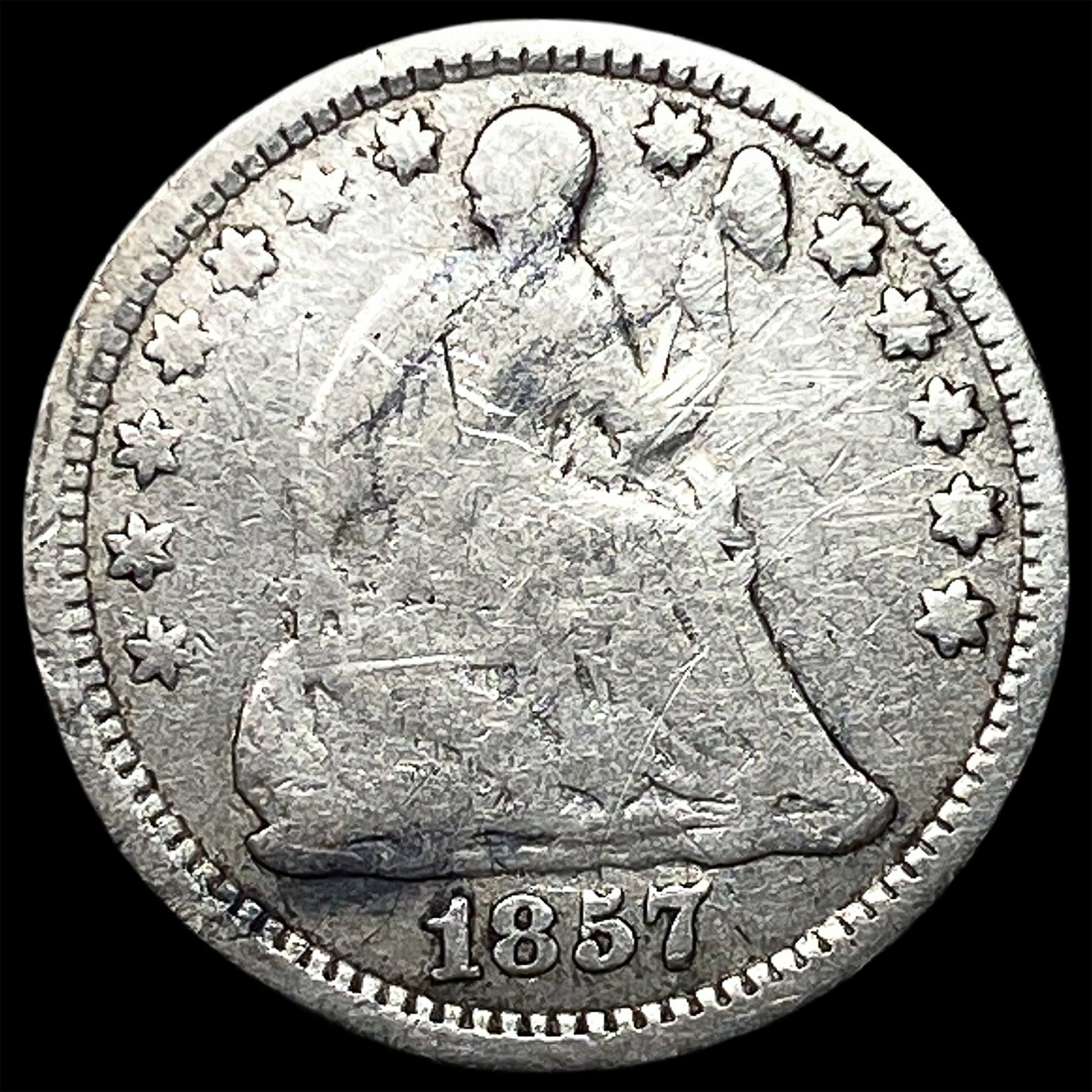 1857 Silver Half Dime NICELY CIRCULATED: 1857 Silver Half Dime NICELY CIRCULATED