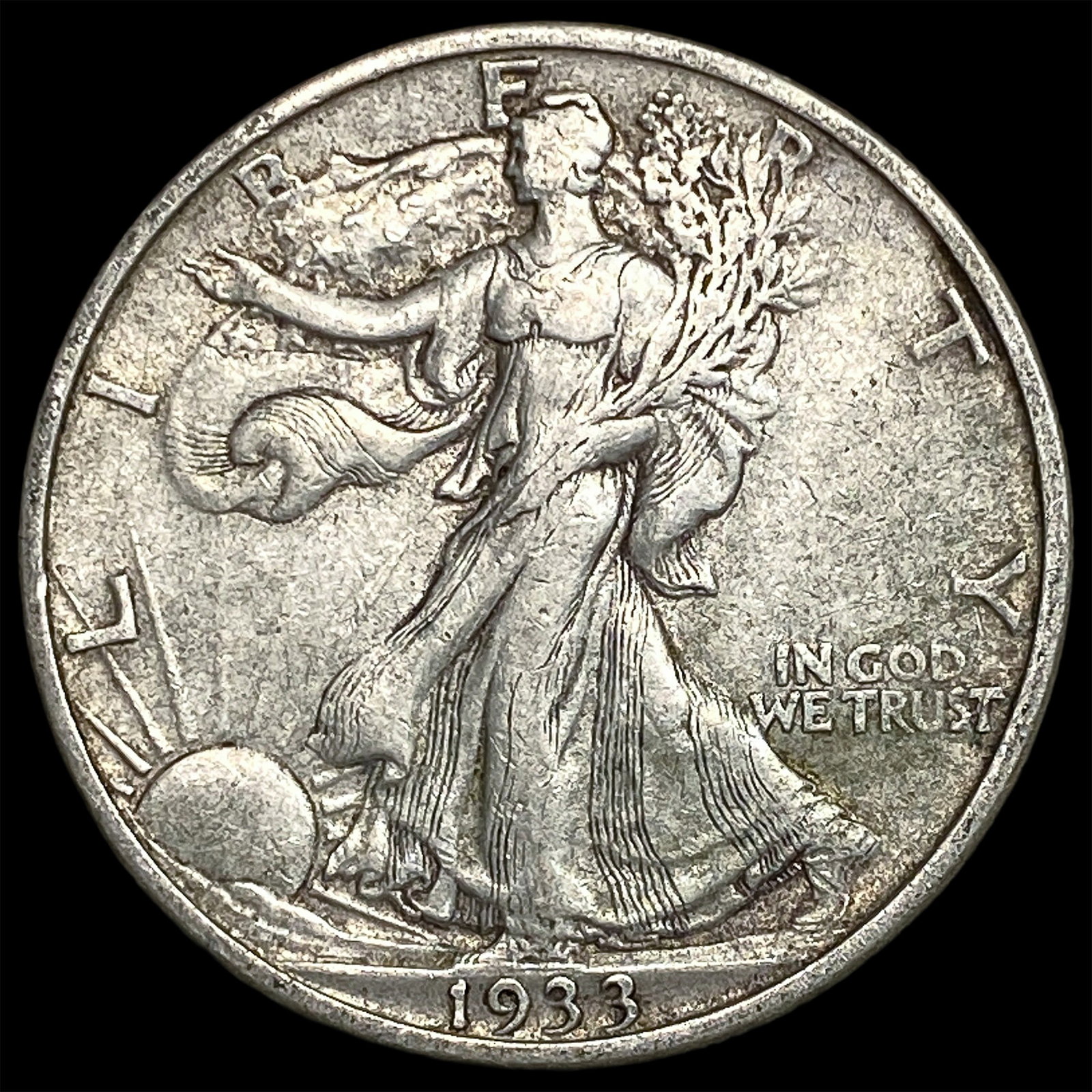 1933-S Silver Half Dollar Walking Liberty NEARLY UNCIRCULATED: 1933-S Silver Half Dollar Walking Liberty NEARLY UNCIRCULATED