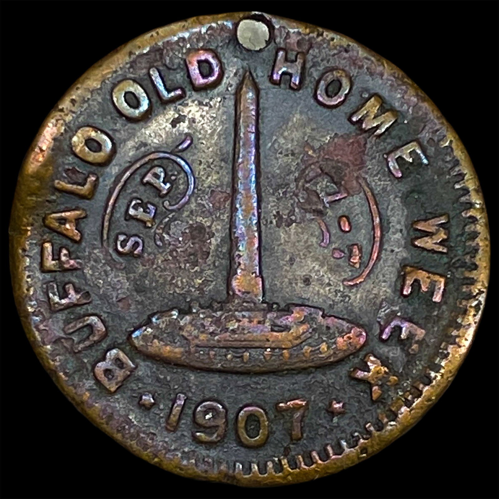 This is a 1907 Buffalo Old Home Week commemorative token. NICELY CIRCULATED (1 of 2)
