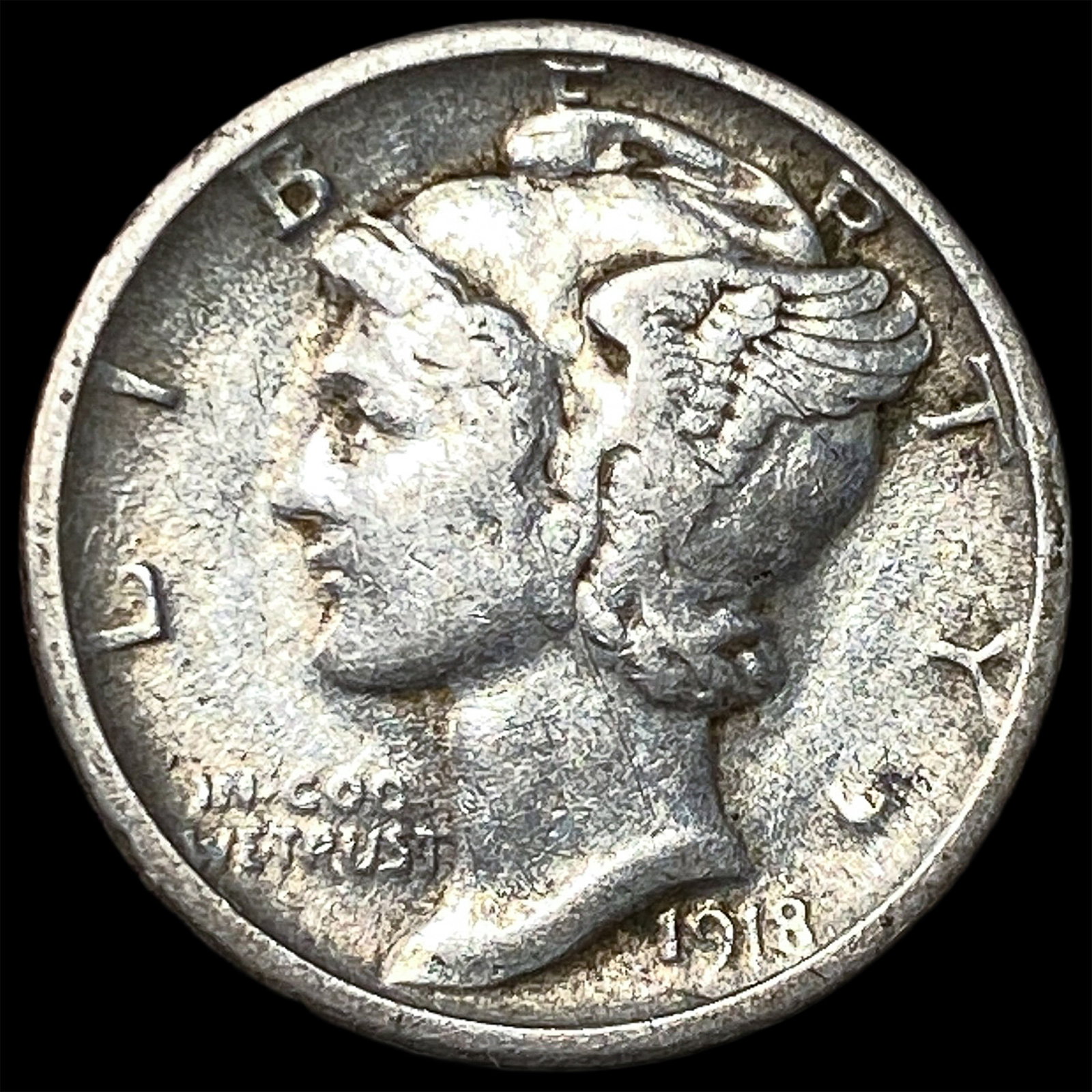 1918-S Silver Mercury Dime NEARLY UNCIRCULATED: 1918-S Silver Mercury Dime NEARLY UNCIRCULATED