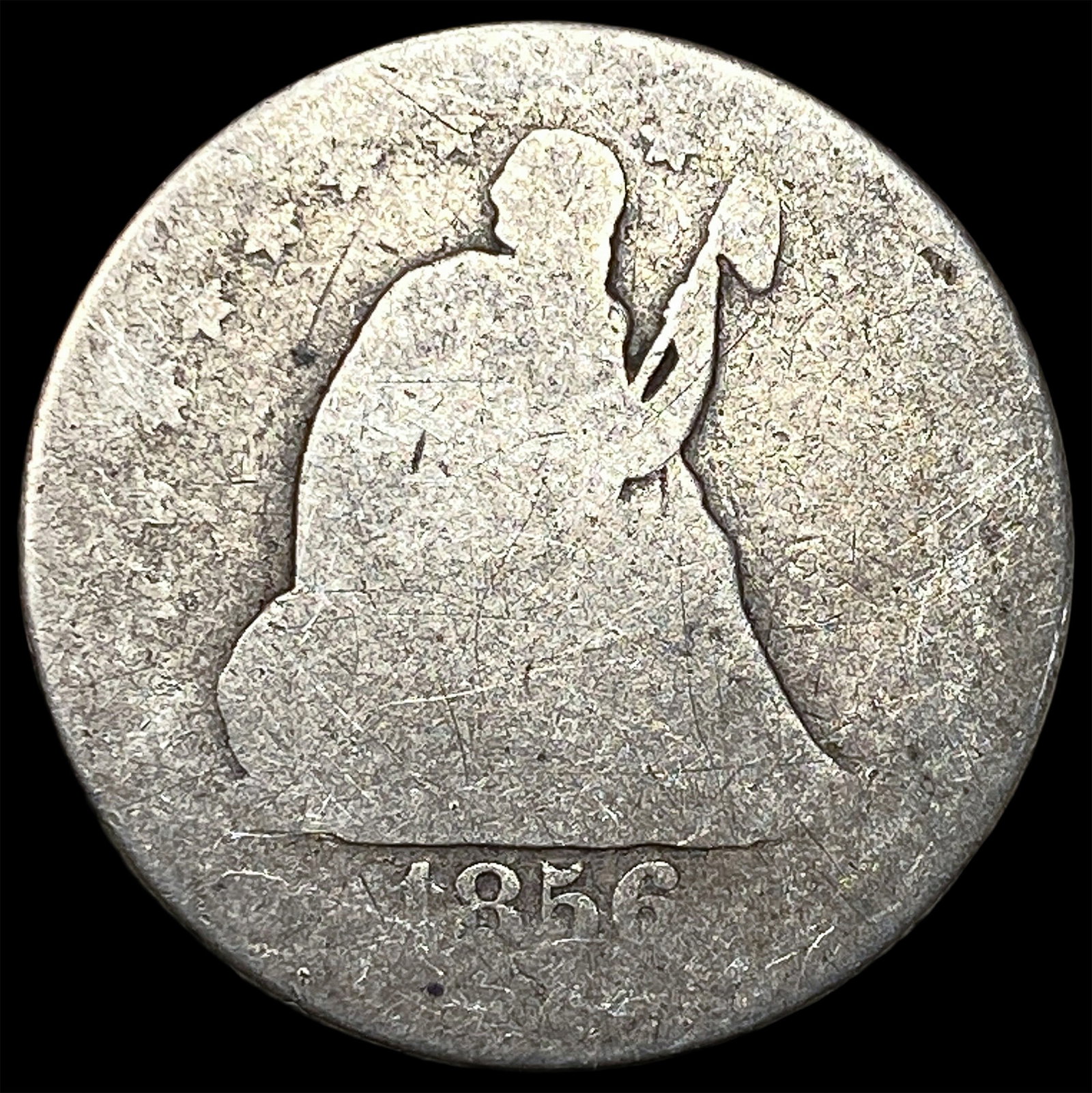 1856-O Silver Seated Liberty Quarter NICELY CIRCULATED (1 of 2)