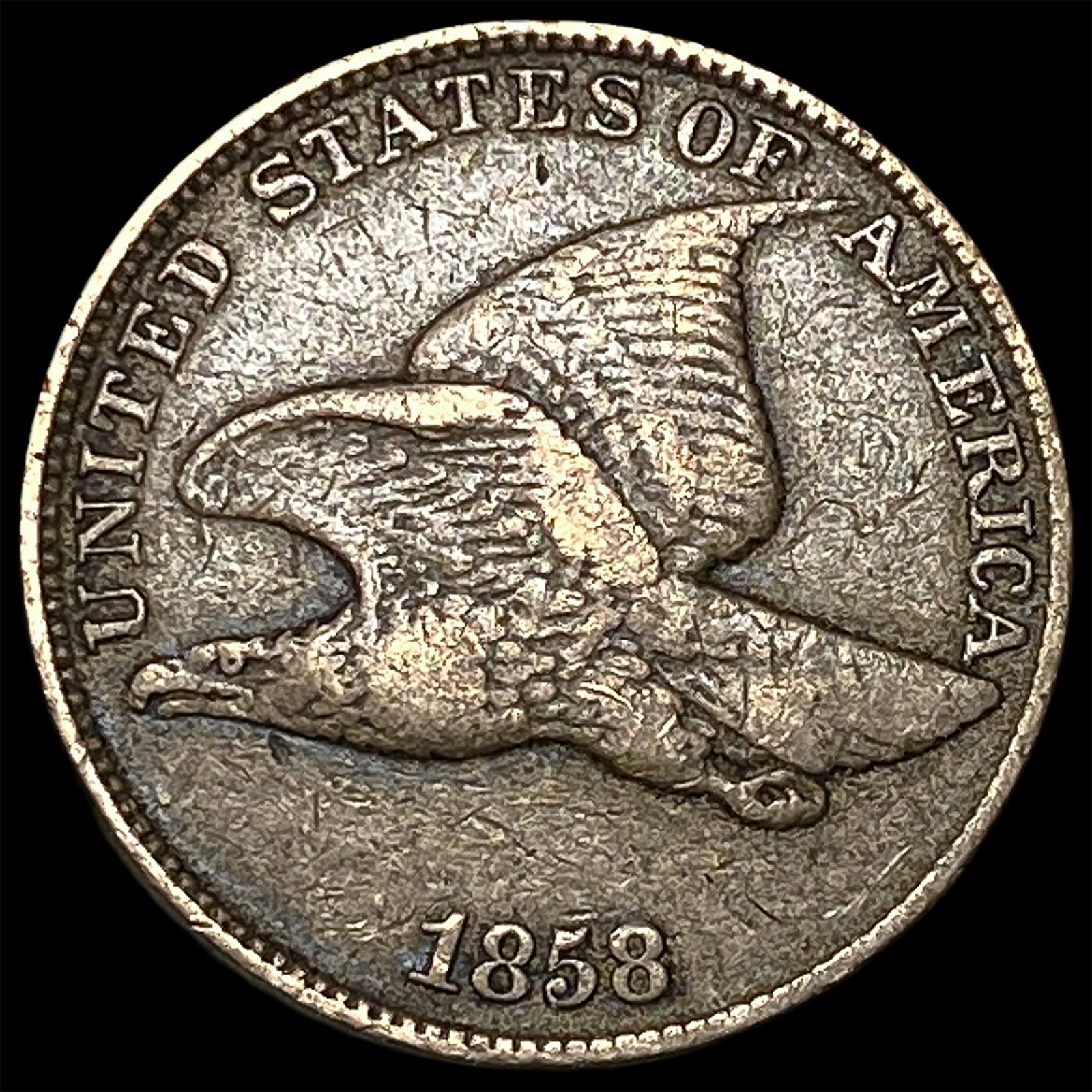 1858 Copper-Nickel Flying Eagle Cent NEARLY UNCIRCULATED (1 of 2)