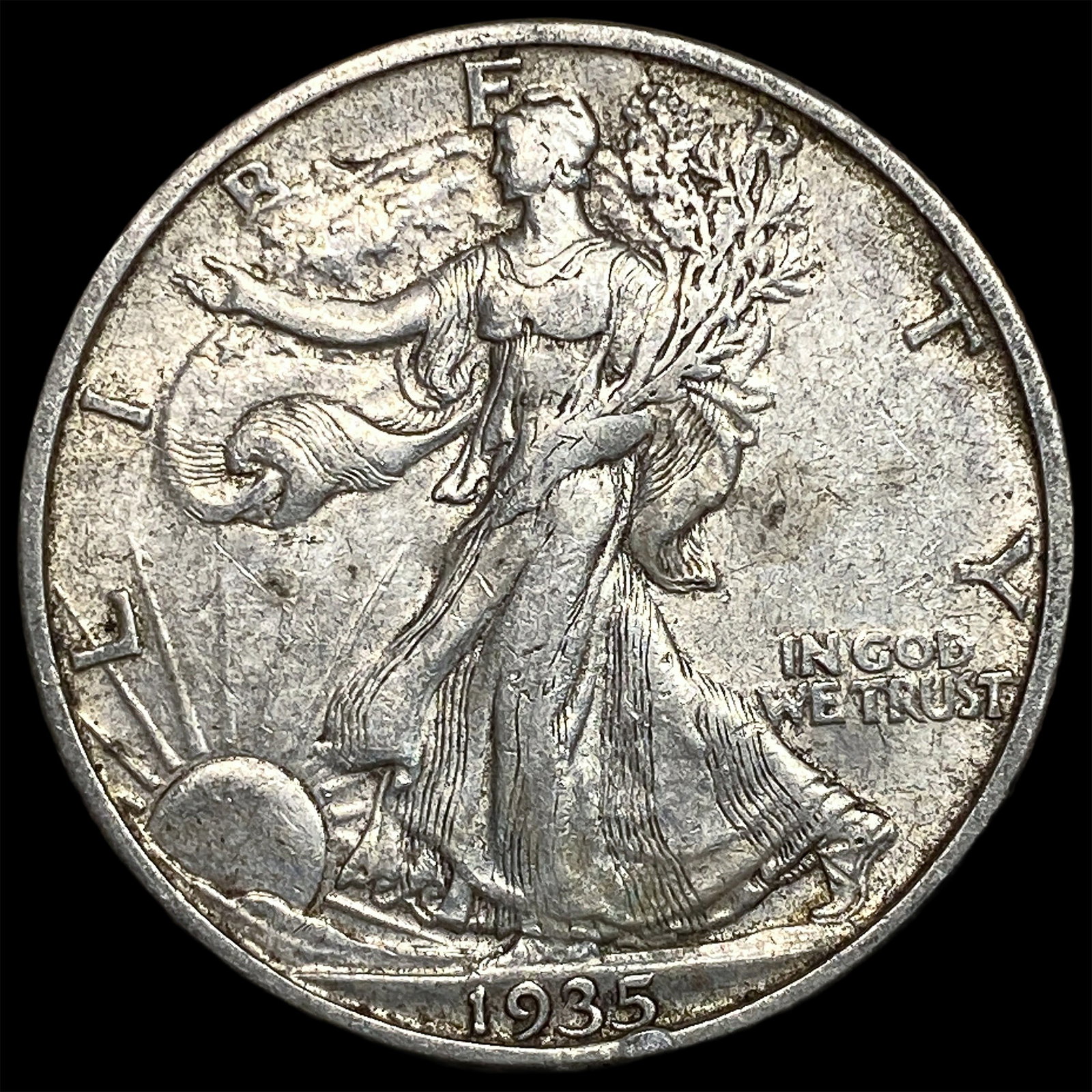 1935-S Silver Walking Liberty Half Dollar CLOSELY UNCIRCULATED: 1935-S Silver Walking Liberty Half Dollar CLOSELY UNCIRCULATED
