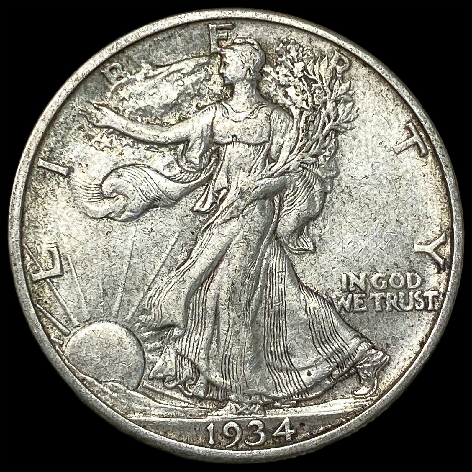 1934-S Silver Walking Liberty Half Dollar NEARLY UNCIRCULATED: 1934-S Silver Walking Liberty Half Dollar NEARLY UNCIRCULATED