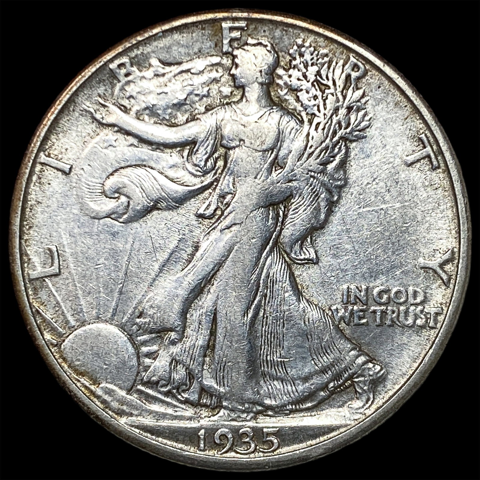1935-D Silver Walking Liberty Half Dollar CLOSELY UNCIRCULATED: 1935-D Silver Walking Liberty Half Dollar CLOSELY UNCIRCULATED