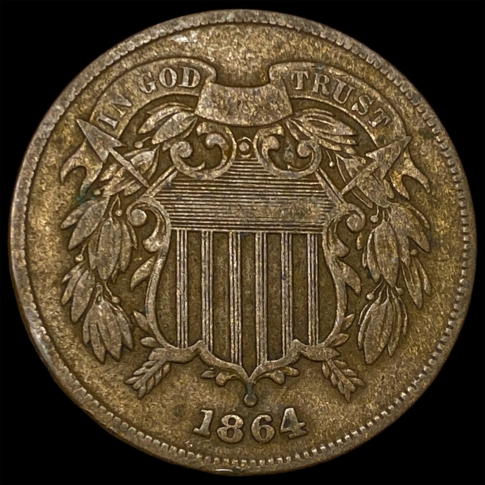 1864 Bronze Two-Cent Piece ABOUT UNCIRCULATED (1 of 2)