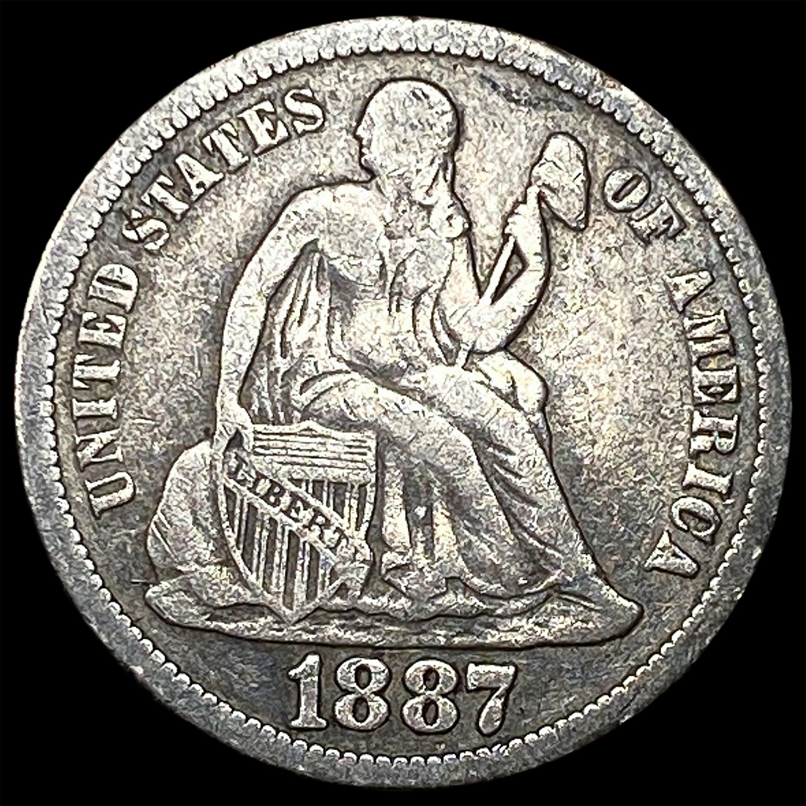 1887 Seated Liberty Dime LIGHTLY CIRCULATED: 1887 Seated Liberty Dime LIGHTLY CIRCULATED