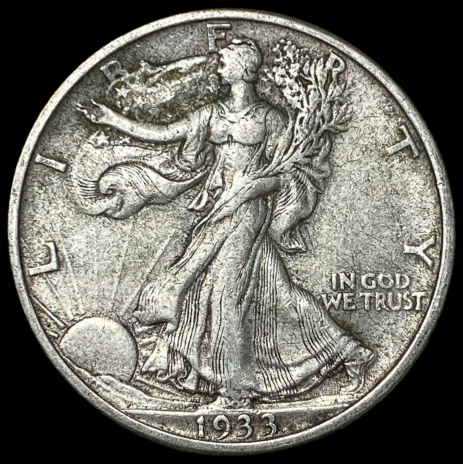 1933-S Silver Walking Liberty Half Dollar NEARLY UNCIRCULATED: 1933-S Silver Walking Liberty Half Dollar NEARLY UNCIRCULATED