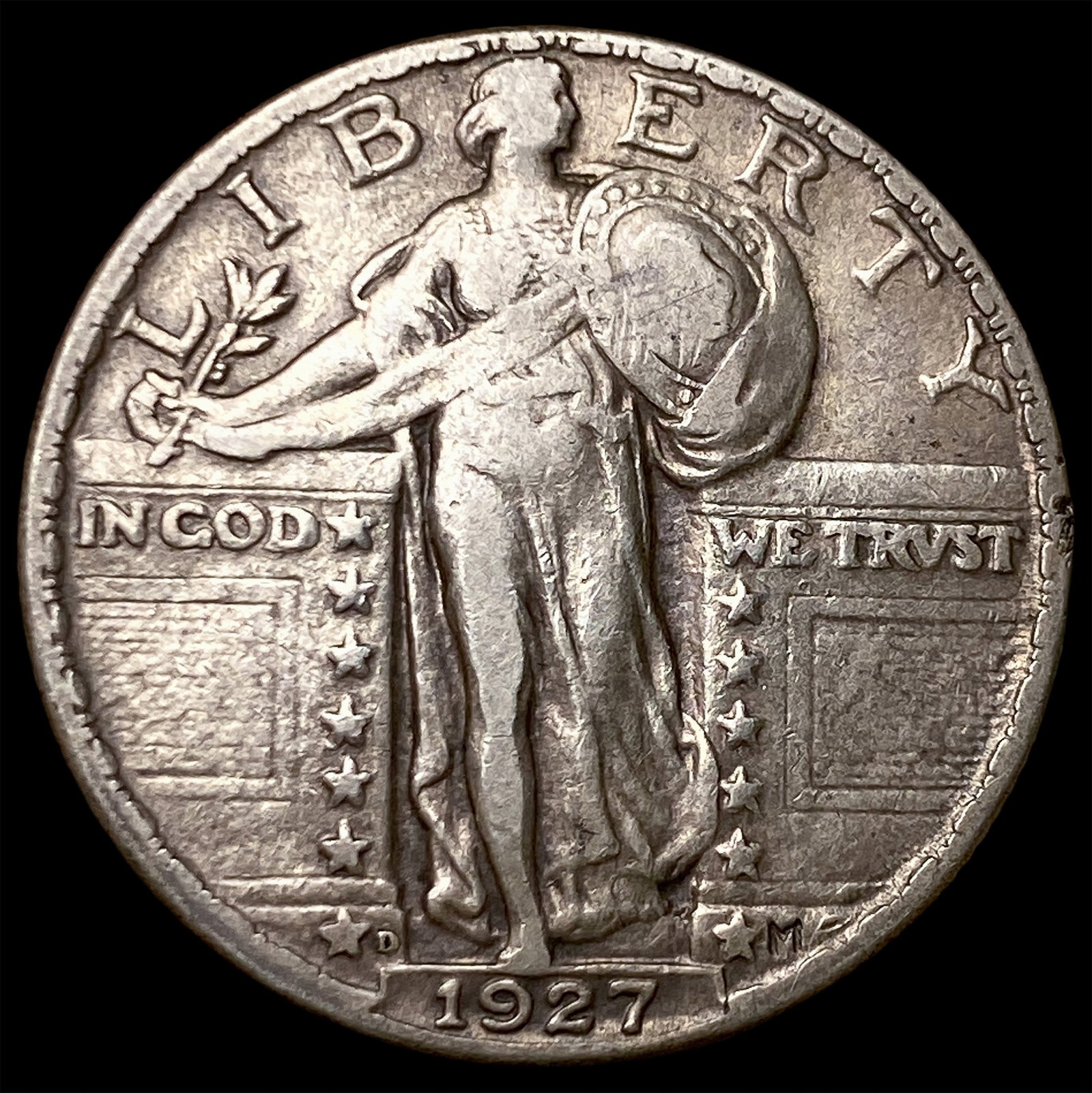 1927-D Silver Standing Liberty Quarter NEARLY UNCIRCULATED: 1927-D Silver Standing Liberty Quarter NEARLY UNCIRCULATED
