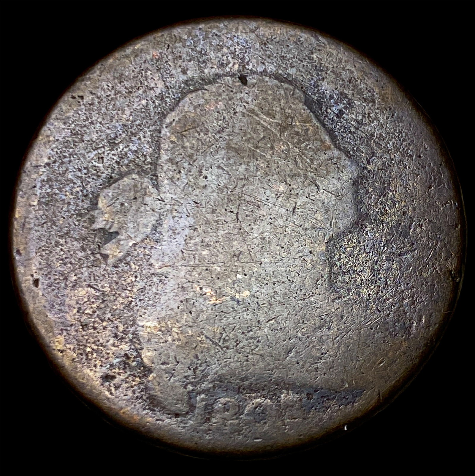 This is a heavily worn 1807 Draped Bust Large Cent. NICELY CIRCULATED (1 of 2)