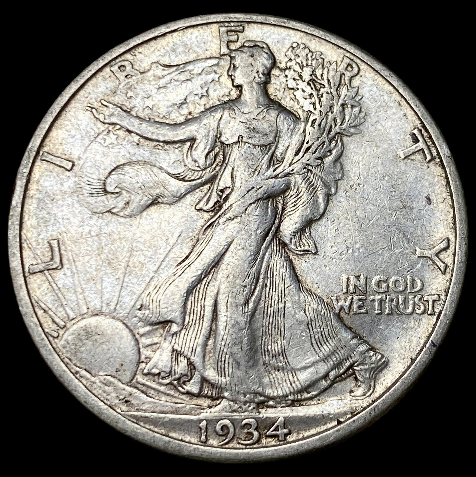 1934-S Silver Walking Liberty Half Dollar CLOSELY UNCIRCULATED: 1934-S Silver Walking Liberty Half Dollar CLOSELY UNCIRCULATED