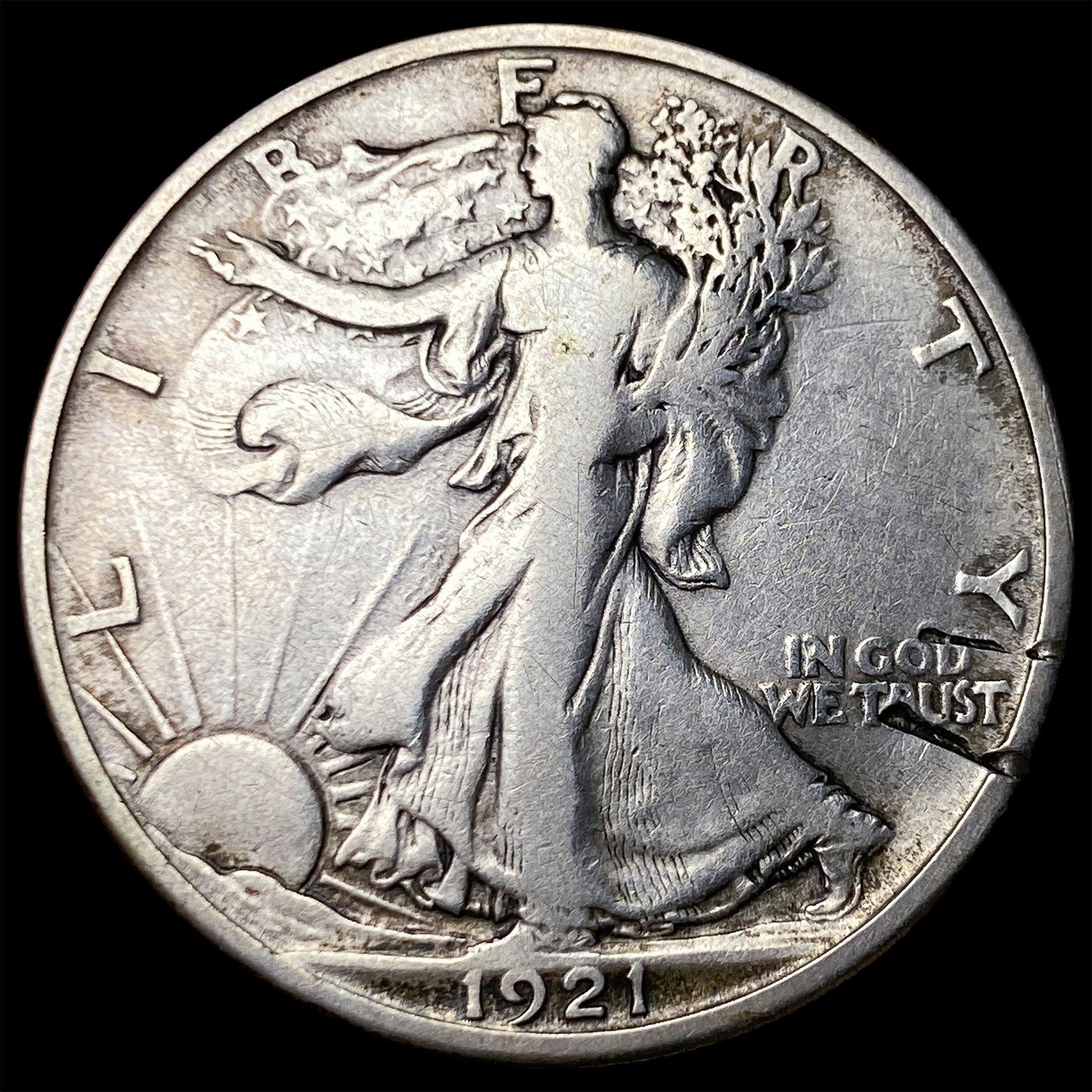 1921-D Silver Walking Liberty Half Dollar LIGHTLY CIRCULATED (1 of 2)