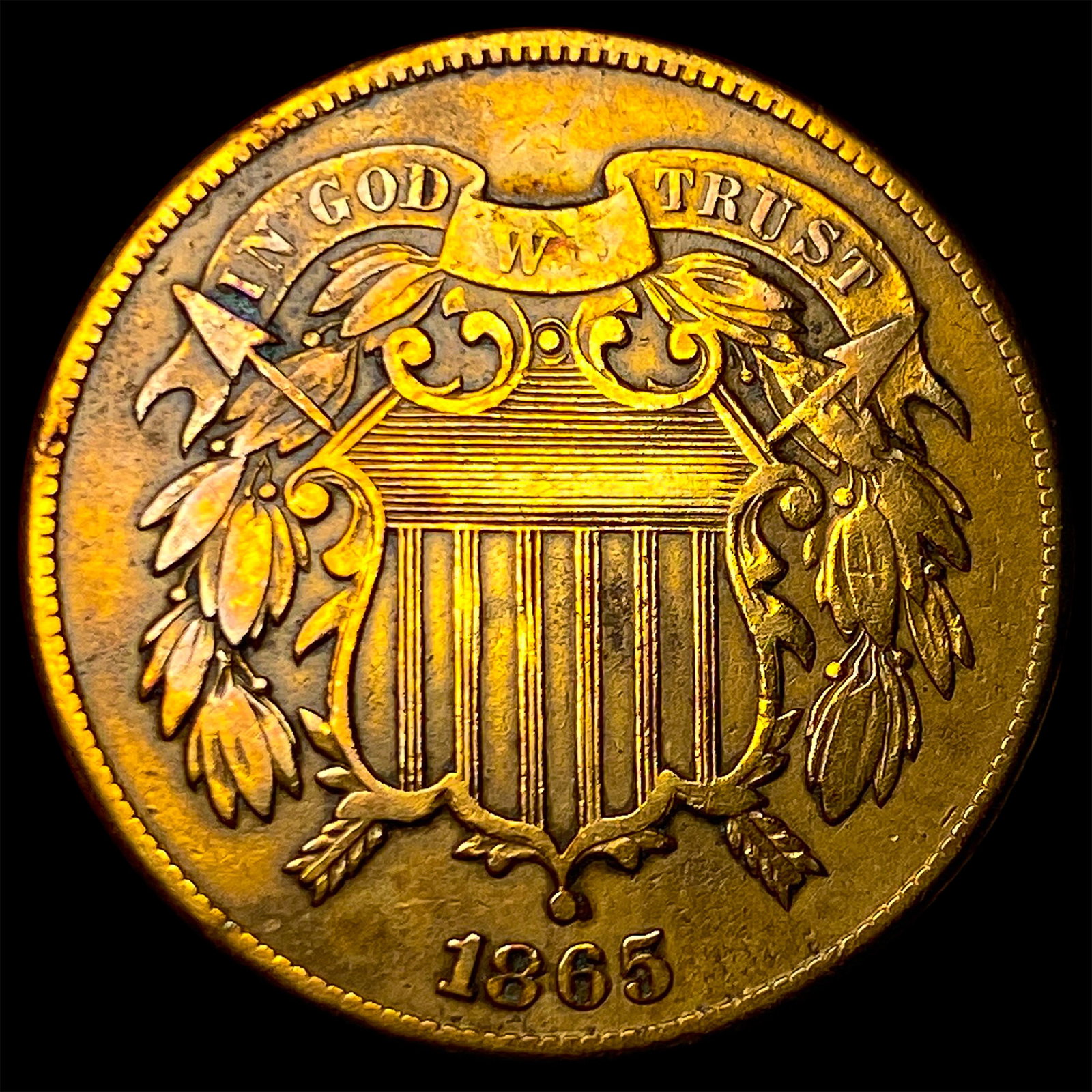 1865 Two-Cent Piece NEARLY UNCIRCULATED: 1865 Two-Cent Piece NEARLY UNCIRCULATED