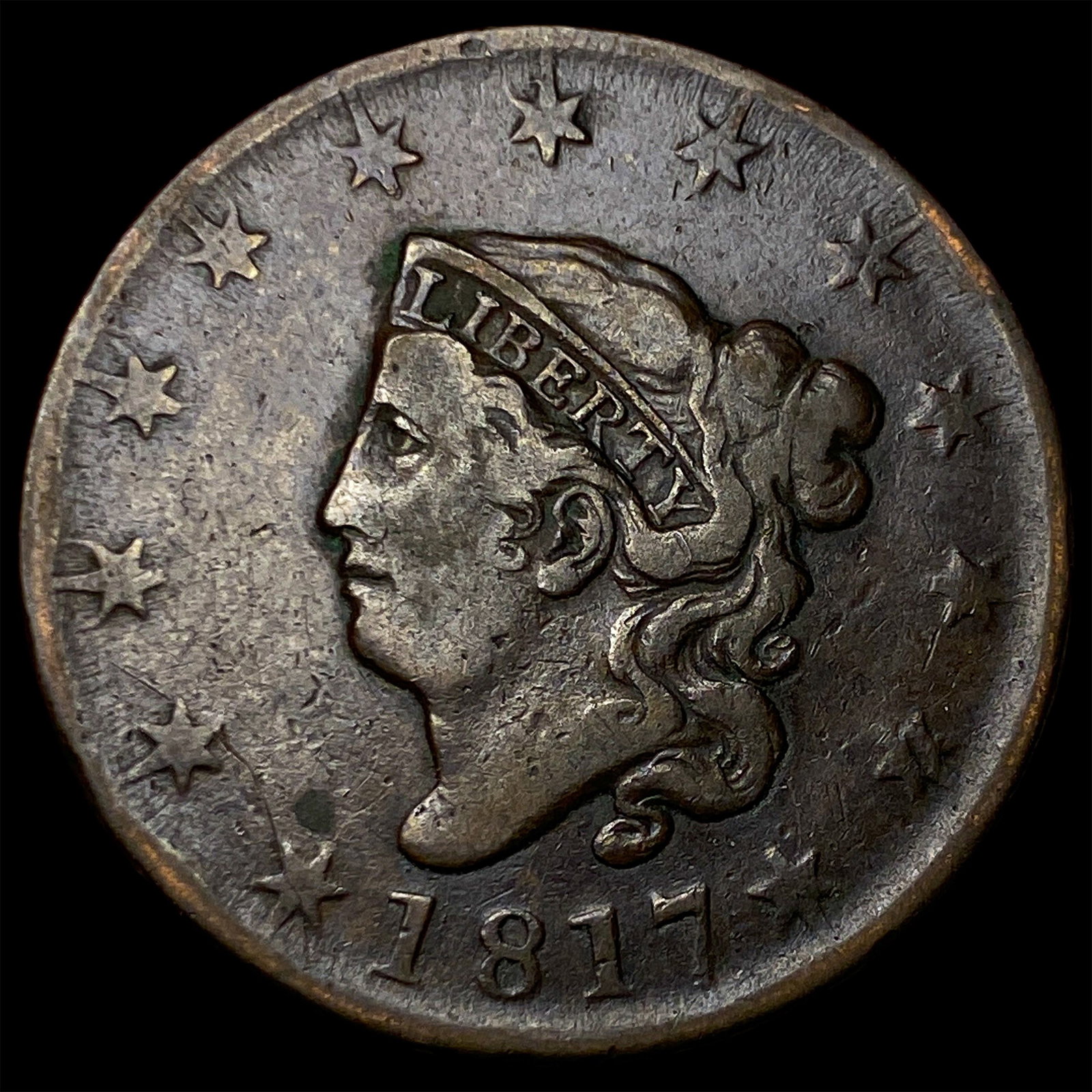 1817 Coronet Head Large Cent LIGHTLY CIRCULATED: 1817 Coronet Head Large Cent LIGHTLY CIRCULATED