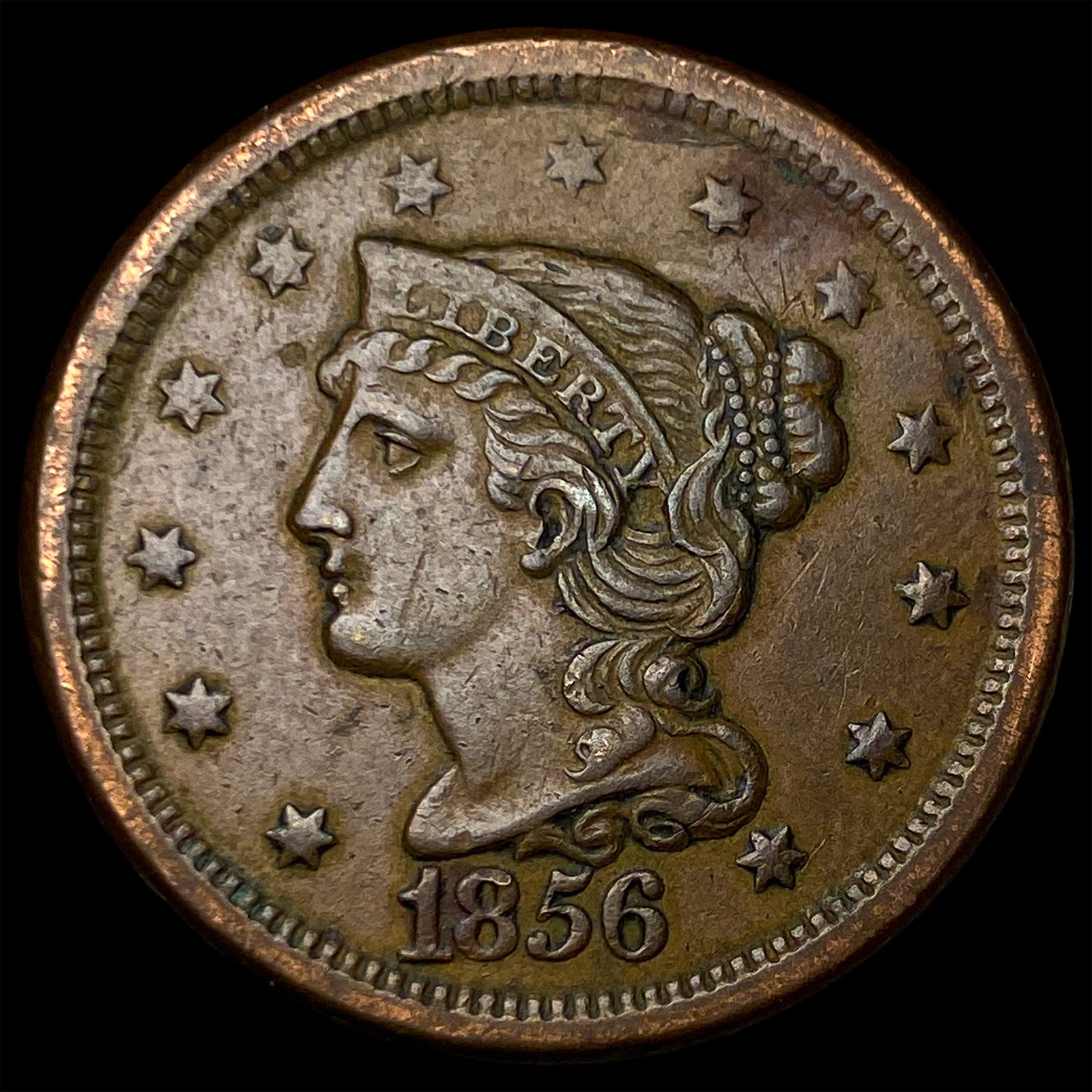 1856 Braided Hair Large Cent NEARLY UNCIRCULATED: 1856 Braided Hair Large Cent NEARLY UNCIRCULATED