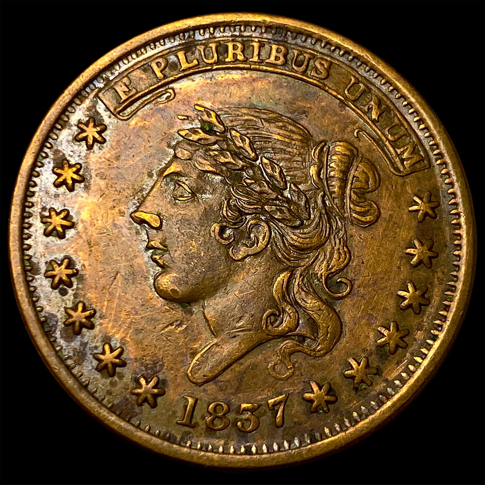 1857 Copper Hard Times Token "Not One Cent" CLOSELY UNCIRCULATED: 1857 Copper Hard Times Token "Not One Cent" CLOSELY UNCIRCULATED