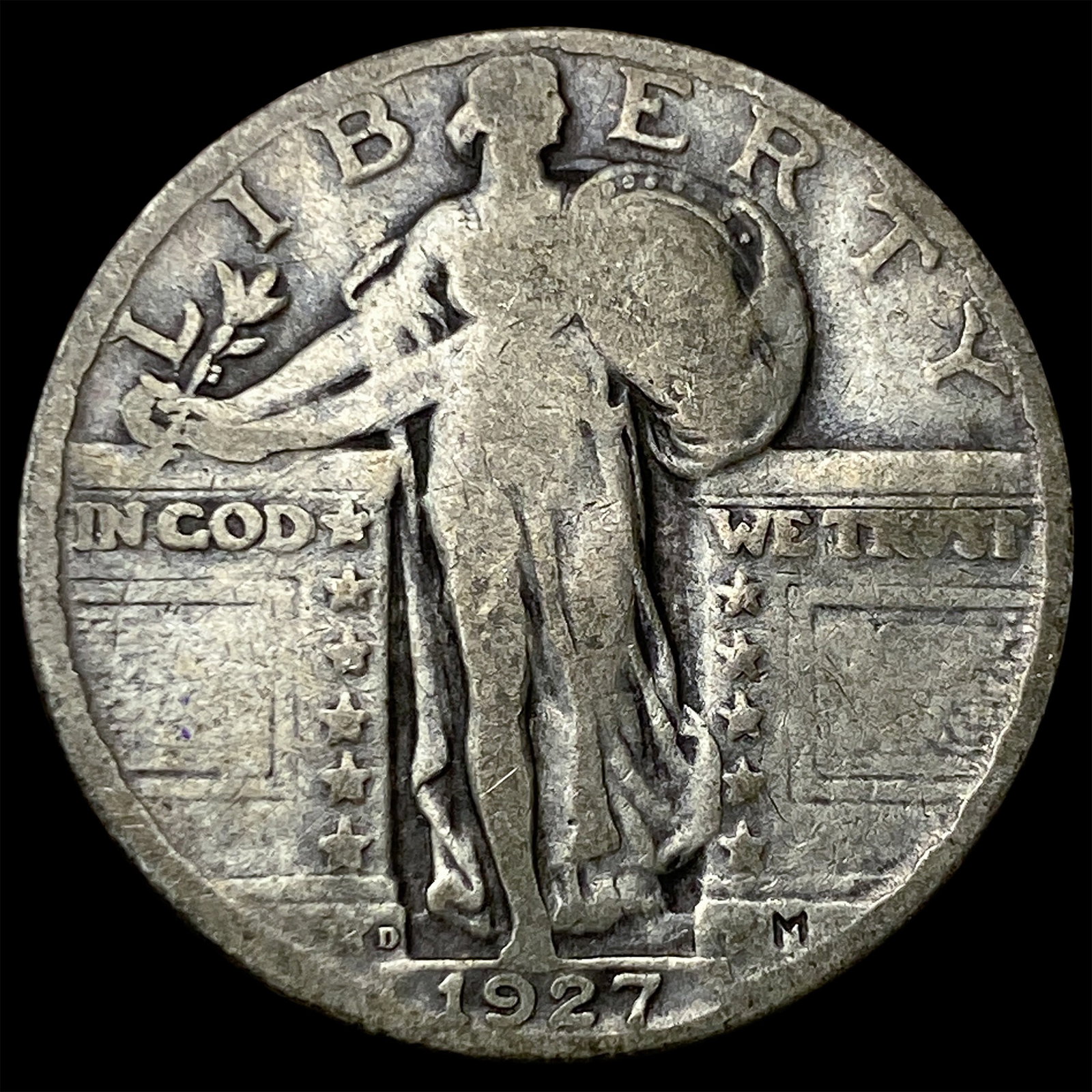 1927-D Silver Standing Liberty Quarter NICELY CIRCULATED: 1927-D Silver Standing Liberty Quarter NICELY CIRCULATED