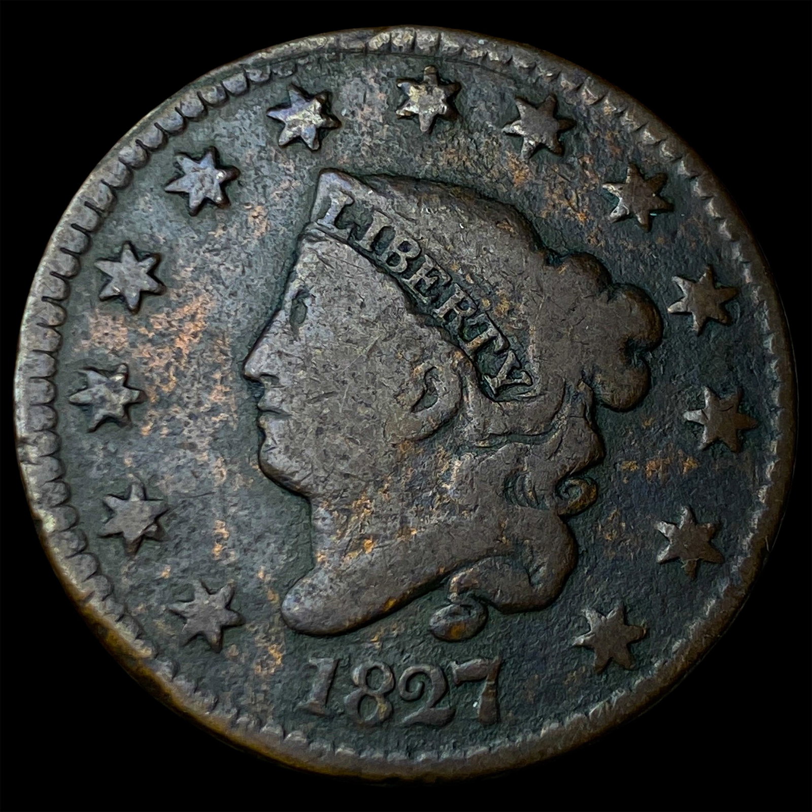 1827 Coronet Head Large Cent NICELY CIRCULATED (1 of 2)