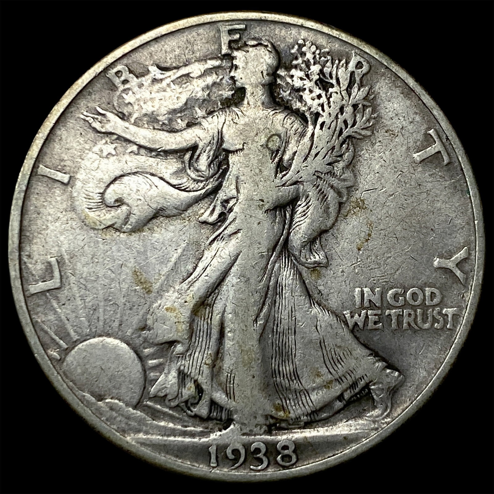 1938-D Silver Walking Liberty Half Dollar LIGHTLY CIRCULATED: 1938-D Silver Walking Liberty Half Dollar LIGHTLY CIRCULATED