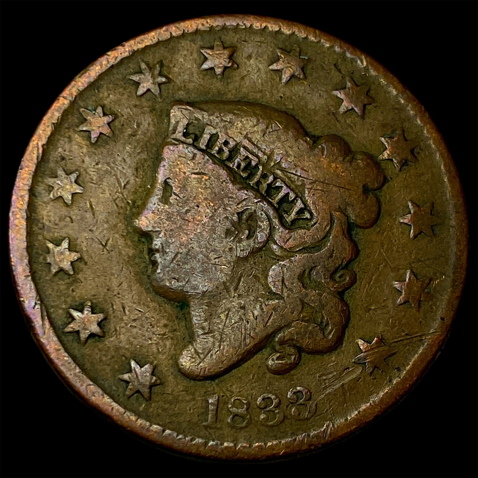 1833 Coronet Head Large Cent NICELY CIRCULATED (1 of 2)