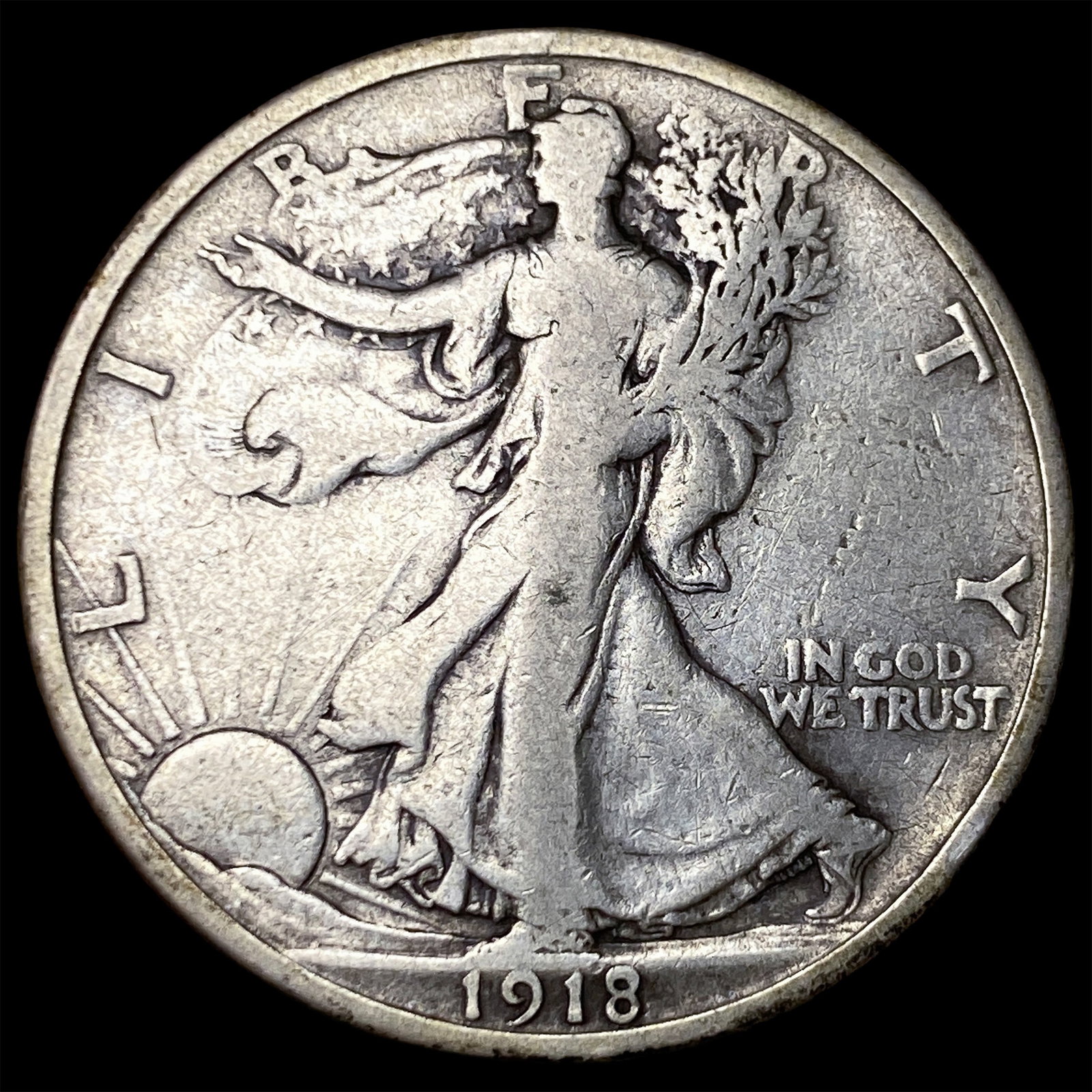 1918-S Silver Walking Liberty Half Dollar LIGHTLY CIRCULATED: 1918-S Silver Walking Liberty Half Dollar LIGHTLY CIRCULATED