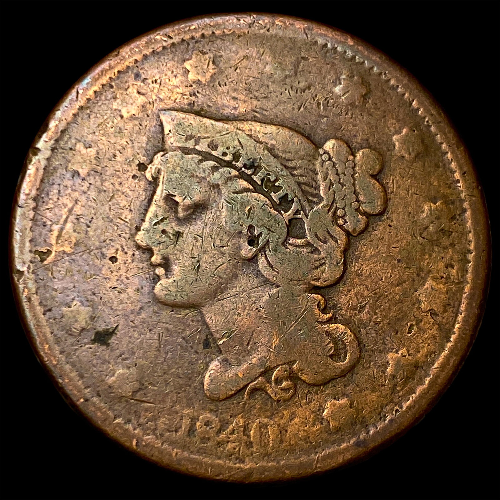 1840 Braided Hair Large Cent NICELY CIRCULATED (1 of 2)